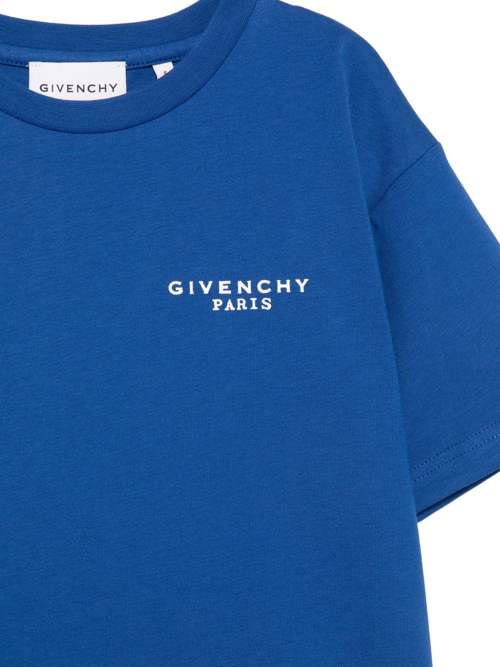 T-shirt per bambini Givenchy Kids blu con logo sul petto H31280 865 GIVENCHY KIDS