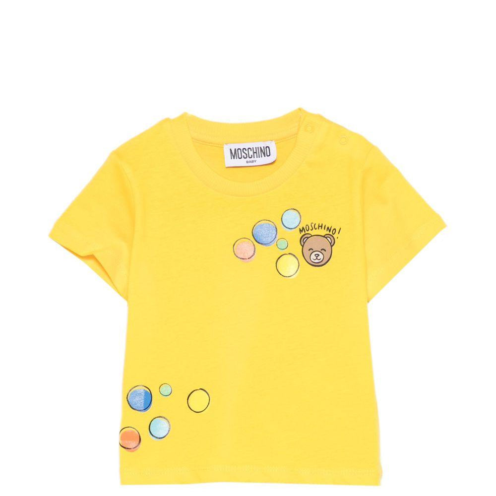 T-shirt per neonati Moschino Kids gialla con stampa grafica M5M047LAA03 50577 MOSCHINO KIDS