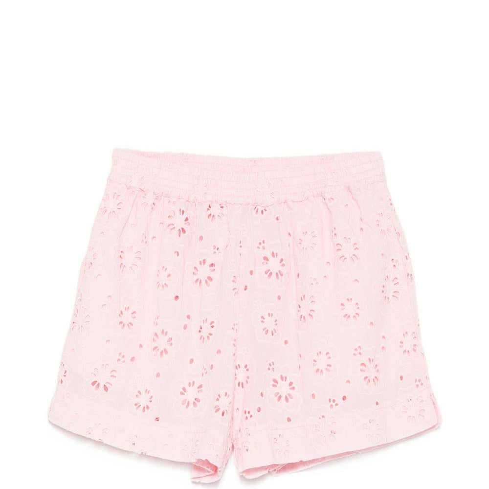 Shorts da donna MC2 Saint Barth rosa in pizzo sangallo con fondo smerlato MEA002 08866L MC2 ST. BARTH