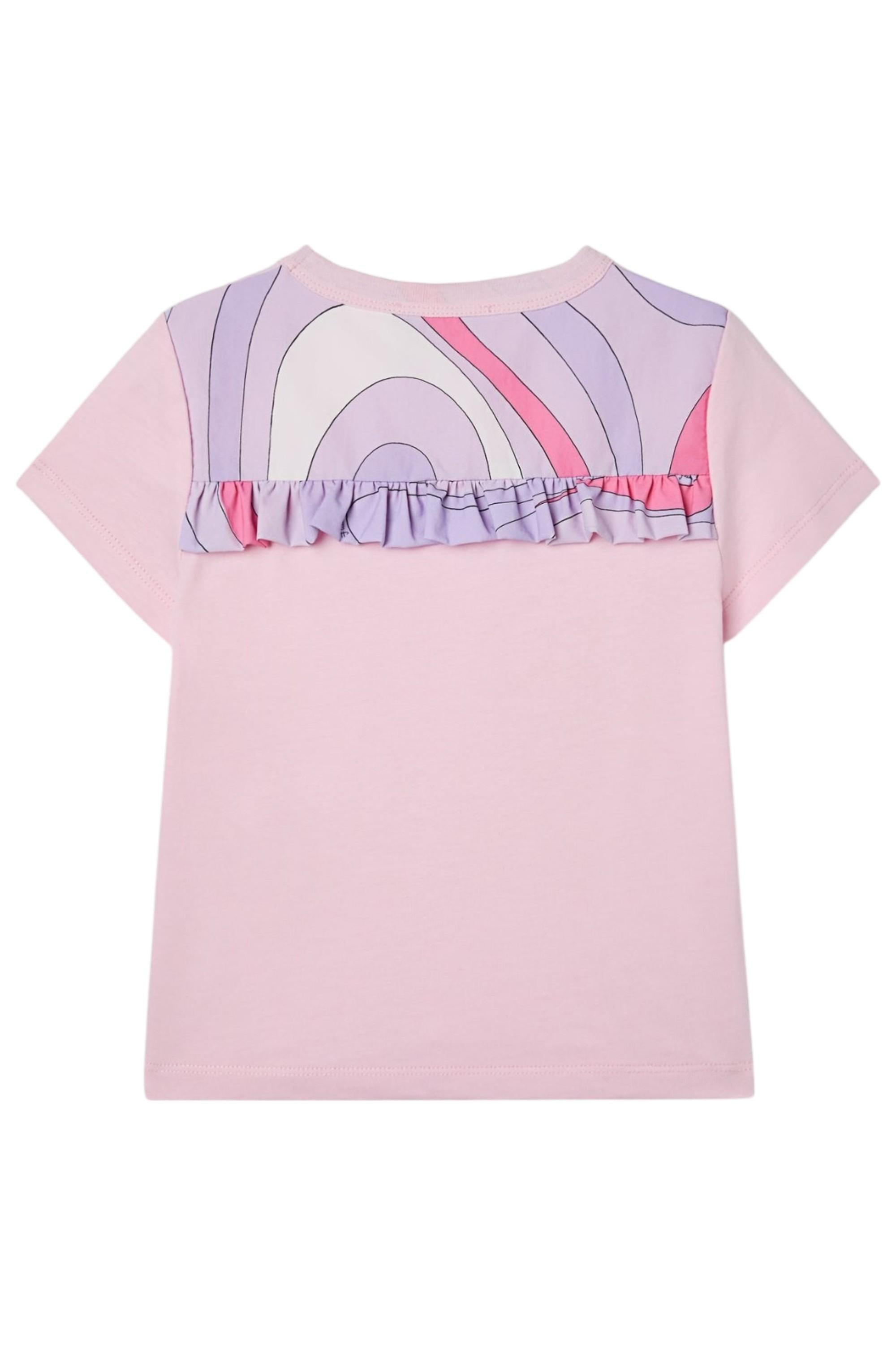 T-shirt per bambina Emilio Pucci Kids rosa con logo sul davanti PY8A81 Z3672 51E EMILIO PUCCI KIDS