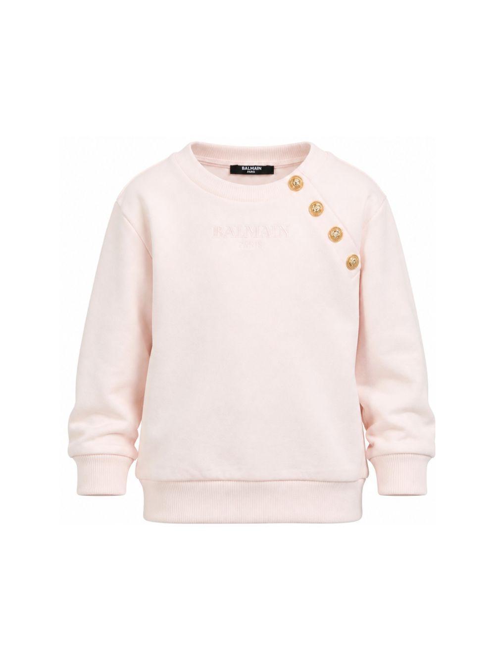 Felpa per bambina Balmain Kids rosa con bottoni decorati BZ4B30 Z3183 508OR BALMAIN KIDS
