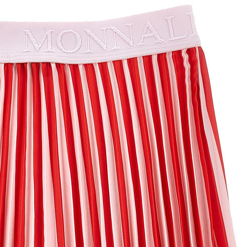 Gonna per bambina Monnalisa rossa plissettata con ricamo logo 71G705 7788 9144 MONNALISA KIDS