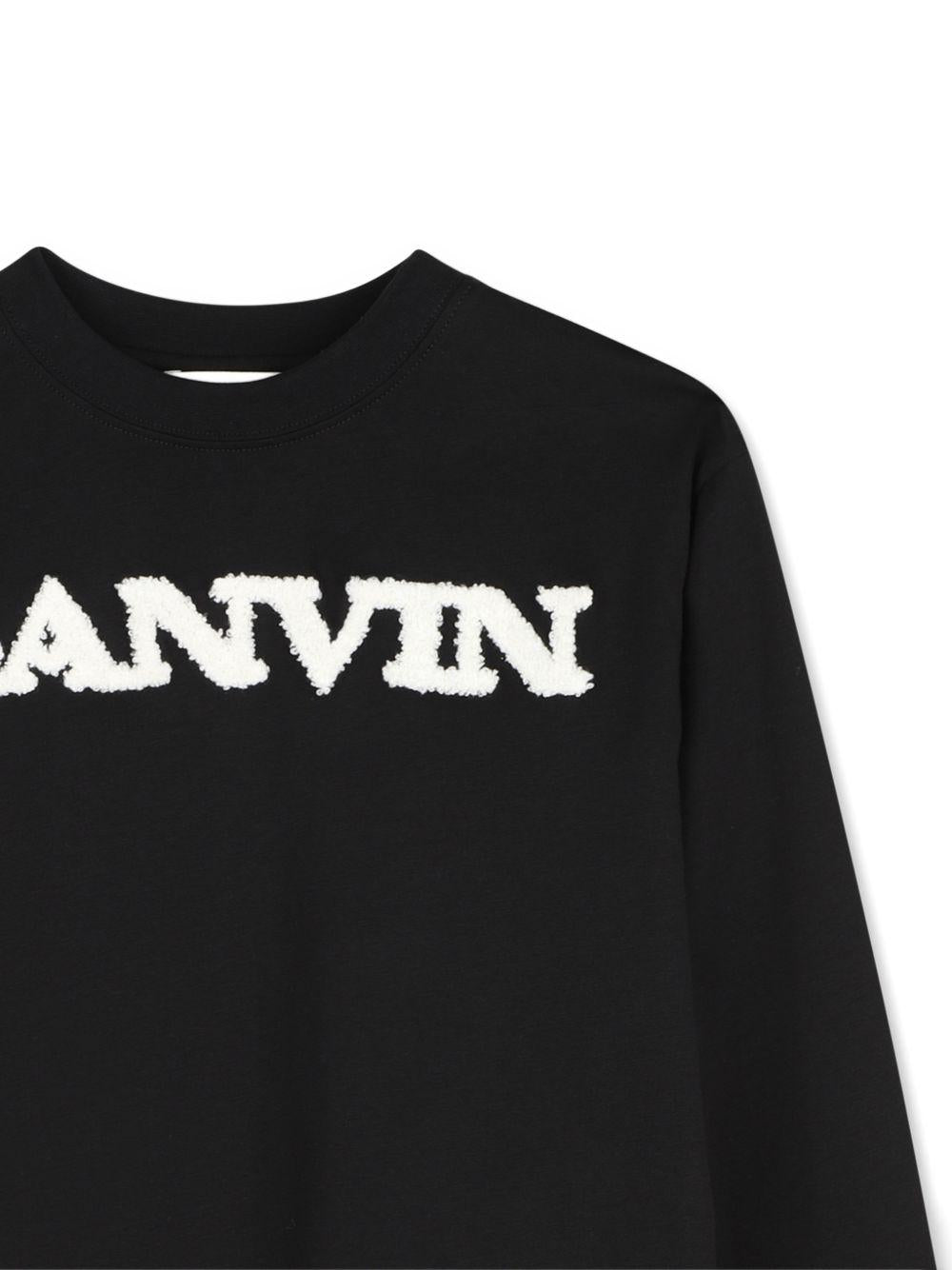 T-shirt per bambino Lanvin Enfant nera con dettaglio logo N30481 09B LANVIN KIDS