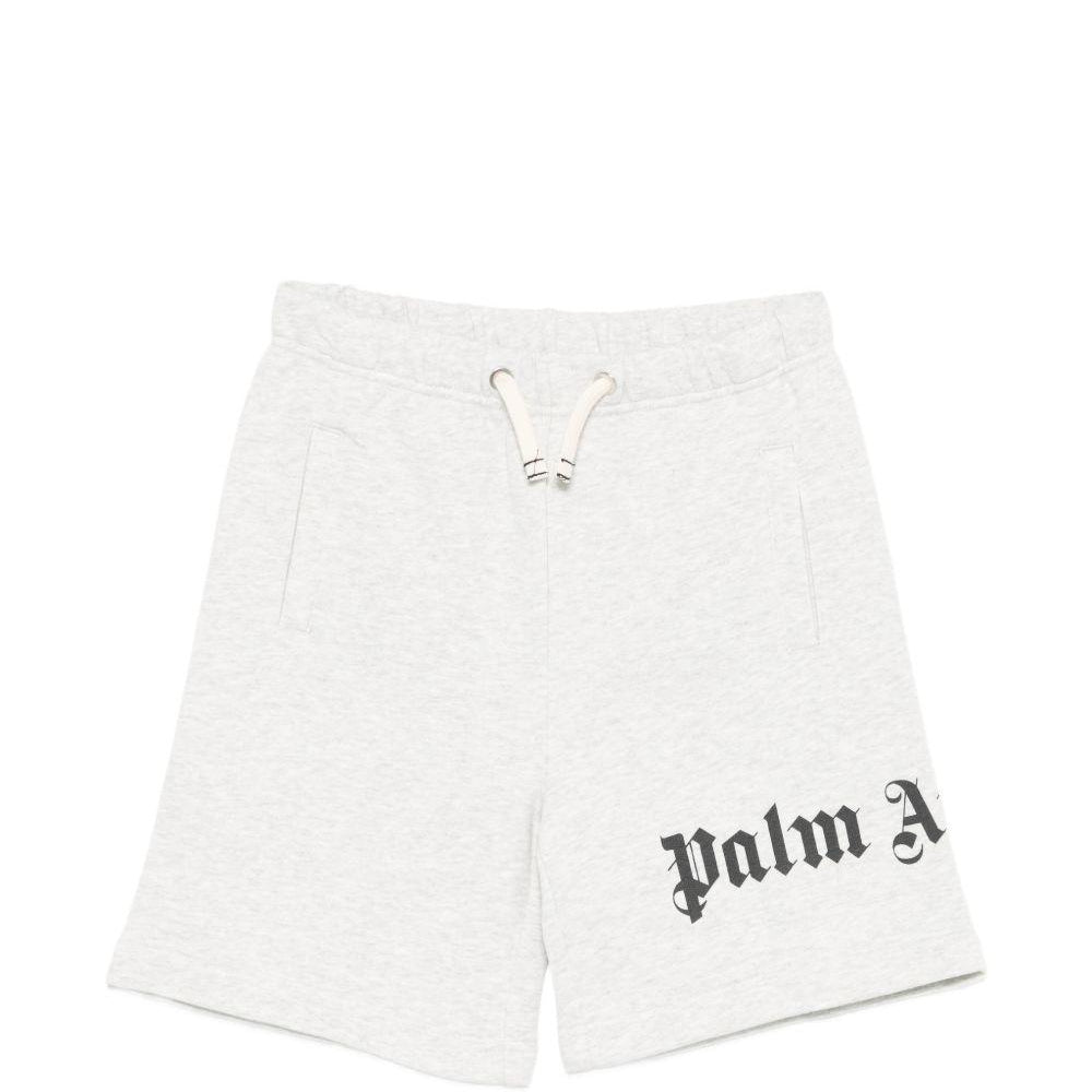 Shorts per bambino Palm Angels Kids grigi con logo sul davanti PBCI006S26FLE001 101 PALM ANGELS KIDS