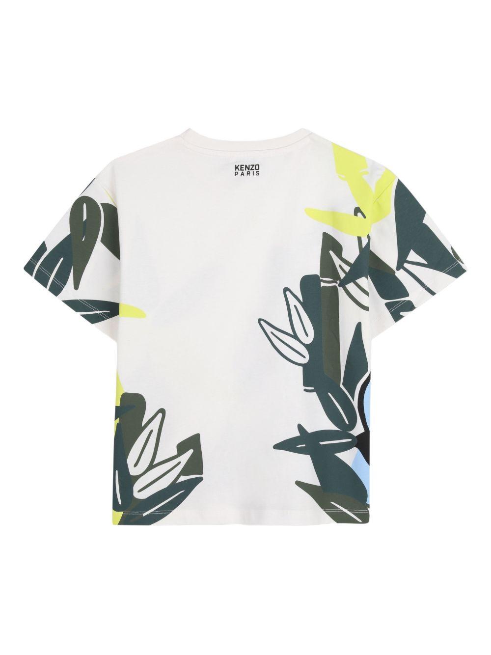T-shirt per bambino Kenzo Kids bianca con stampa grafica elefante K61885 117 KENZO KIDS