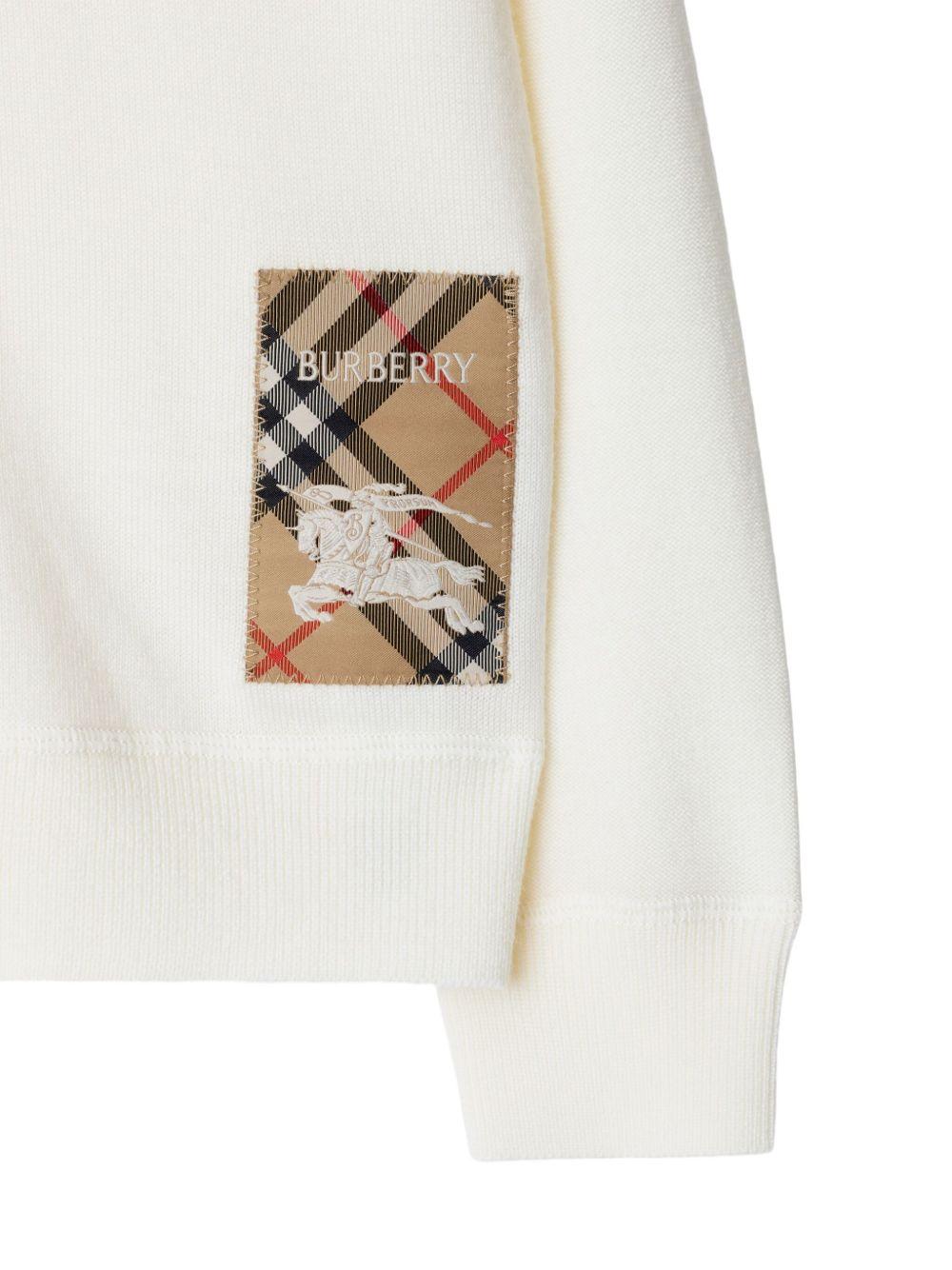 Cardigan per bambino Burberry Kids bianco con dettaglio a quadri 8099631 A1452 BURBERRY KIDS