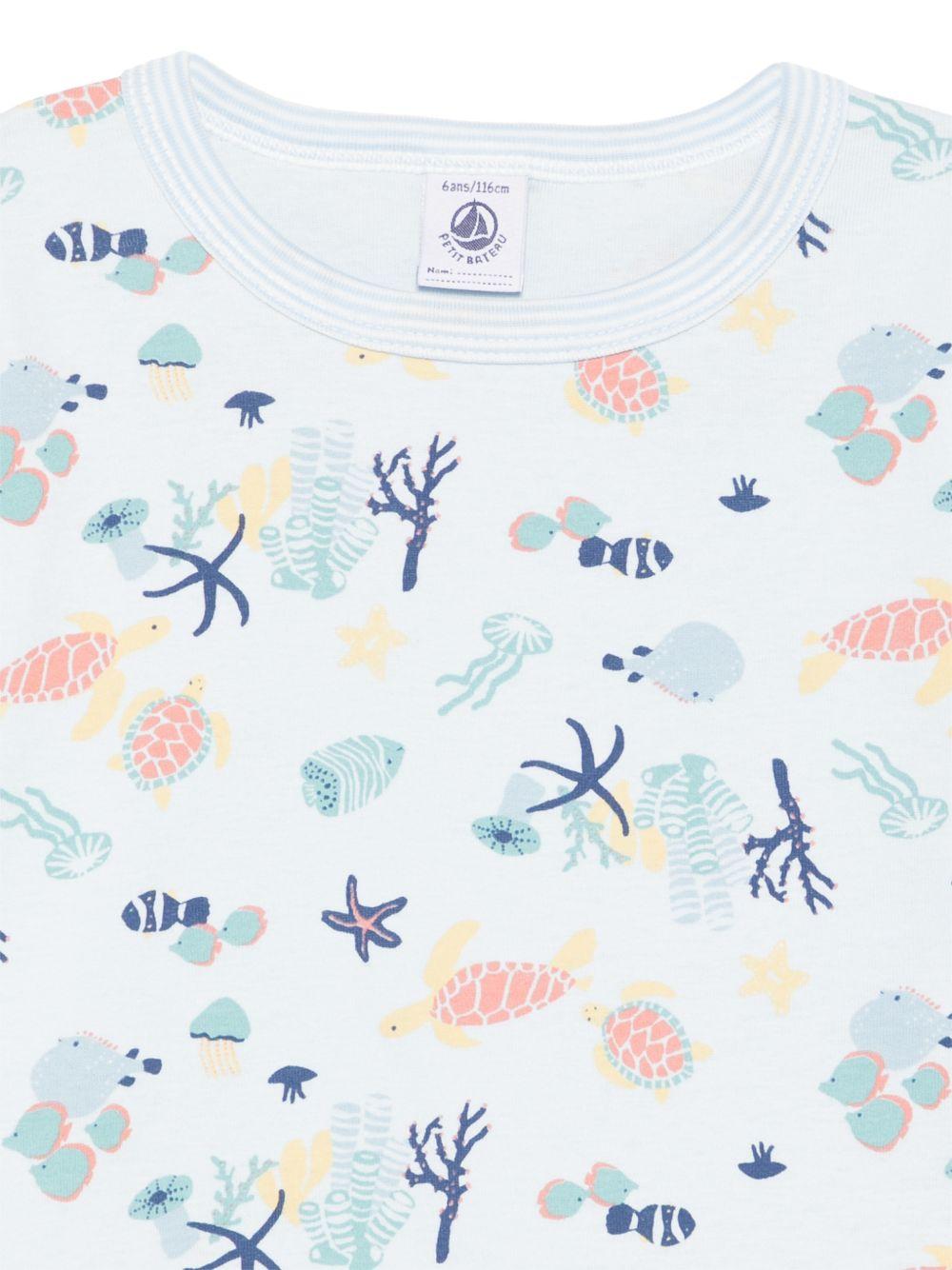 Pigiama per bambini Petit Bateau bianco a fantasia A0F98 01 PETIT BATEAU KIDS