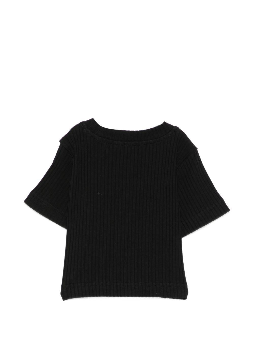 T-shirt per bambina Palm Angels Kids nera con dettaglio logo PGAA017S26JER001 110 PALM ANGELS KIDS