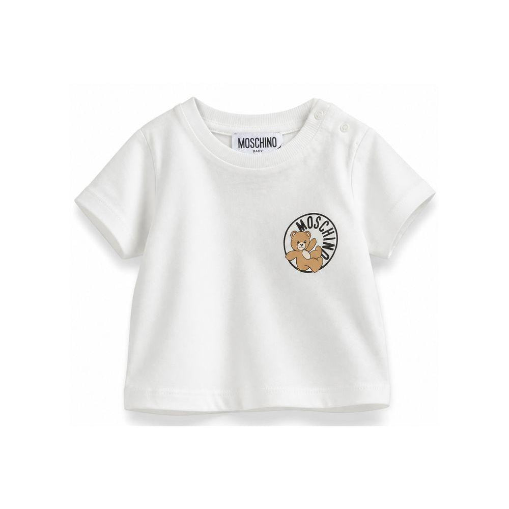 T-shirt per neonati Moschino Kids bianca con logo sul davanti MUM04SLAA03 10063 MOSCHINO KIDS