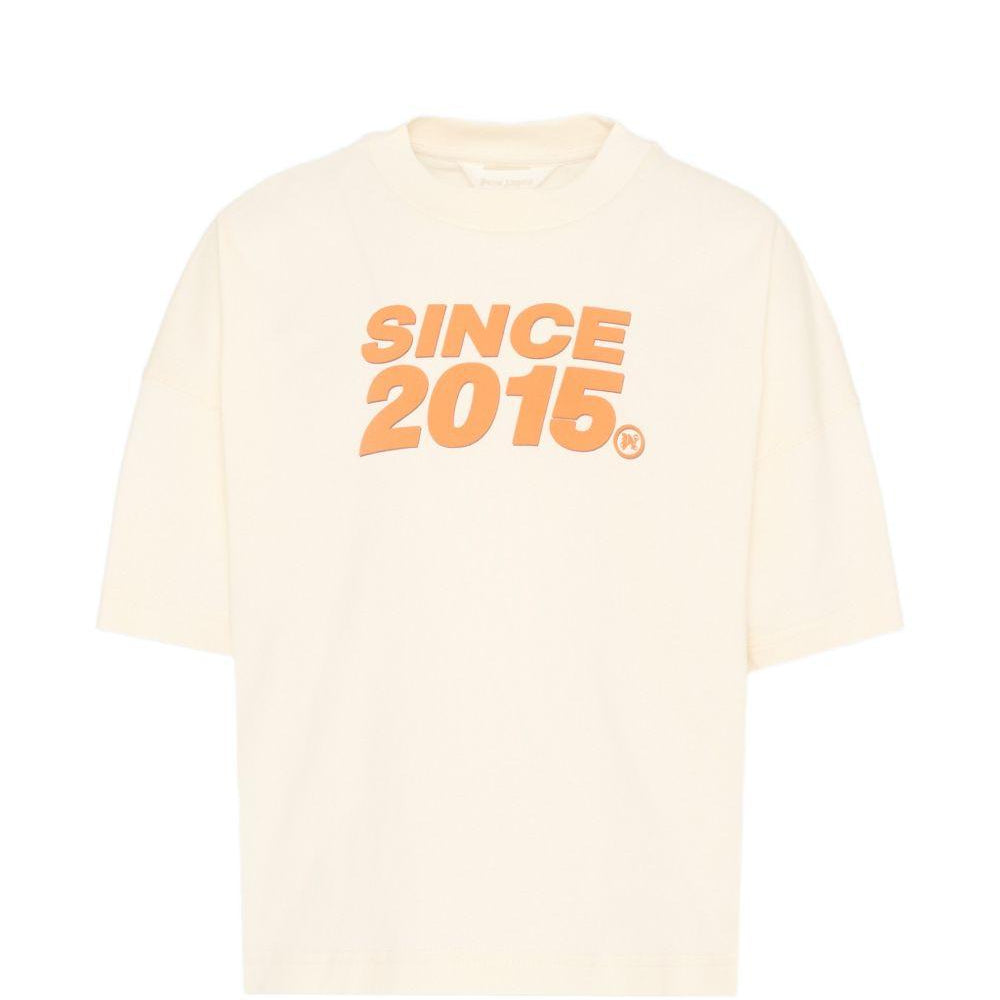 T-shirt per bambino Palm Angels Kids beige con stampa grafica sul retro PBAA002S26JER002 002 PALM ANGELS KIDS
