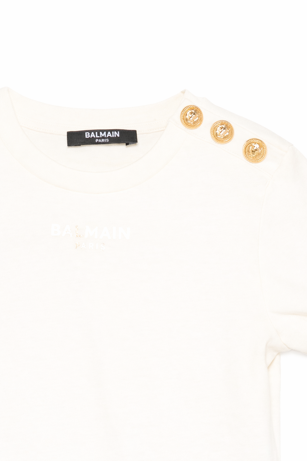 T-shirt da bambina Balmain Kids bianca con bottoni BY8A01 Z3672 102OR BALMAIN KIDS