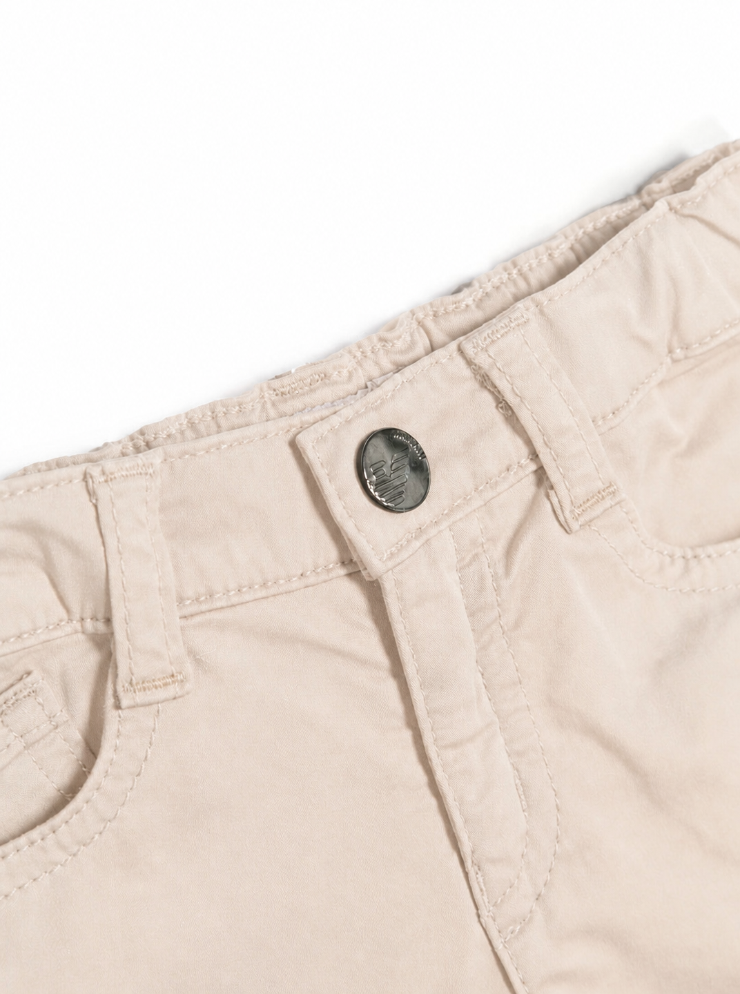 Shorts per neonato Emporio Armani Kids beige con bottoni con logo inciso 8NHS01 4N7LZ 01M5 EMPORIO ARMANI KIDS