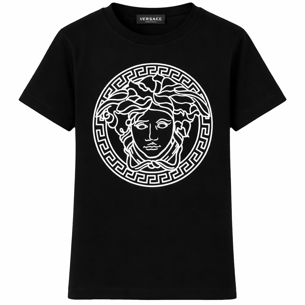 T-shirt per bambino Versace Kids Medusa nero con stampa Medusa 10002391A04767 2B020 VERSACE KIDS