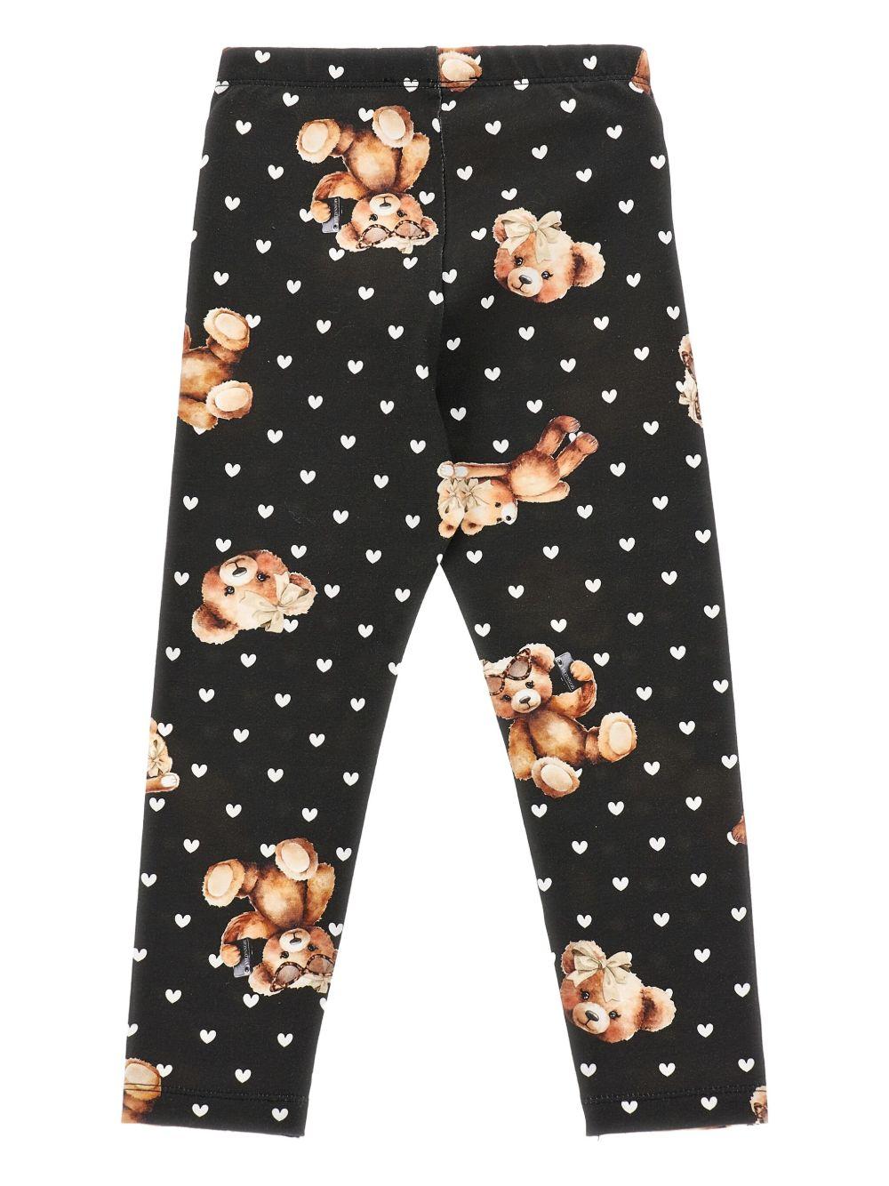 Pantaloni per bambina Monnalisa neri con stampa Teddy Bear 19F413NP 6029 0050 MONNALISA