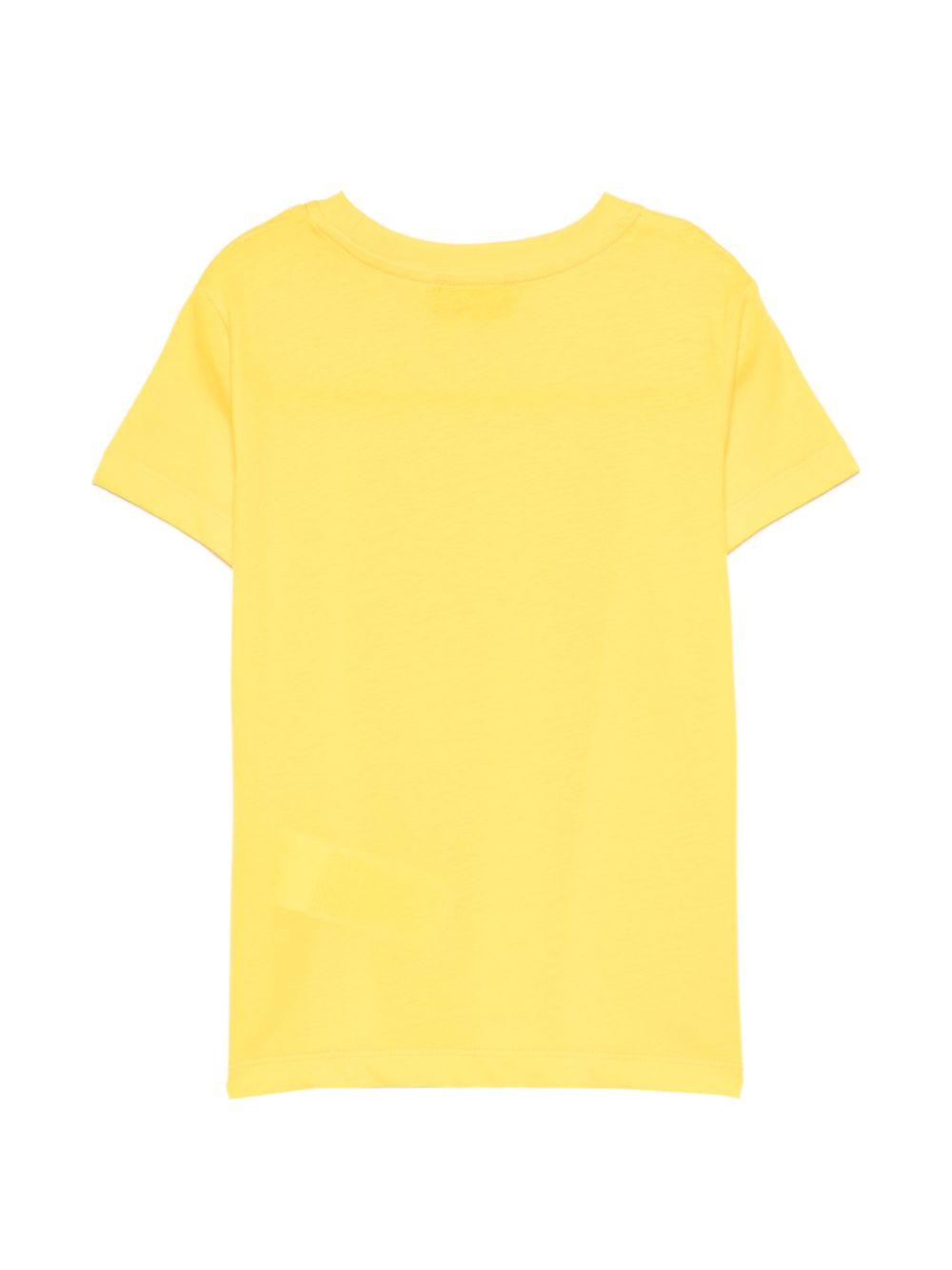 T-shirt per bambini Moschino Kids gialla con logo a spirale sul davanti HXM058LAA02 50577 MOSCHINO KIDS