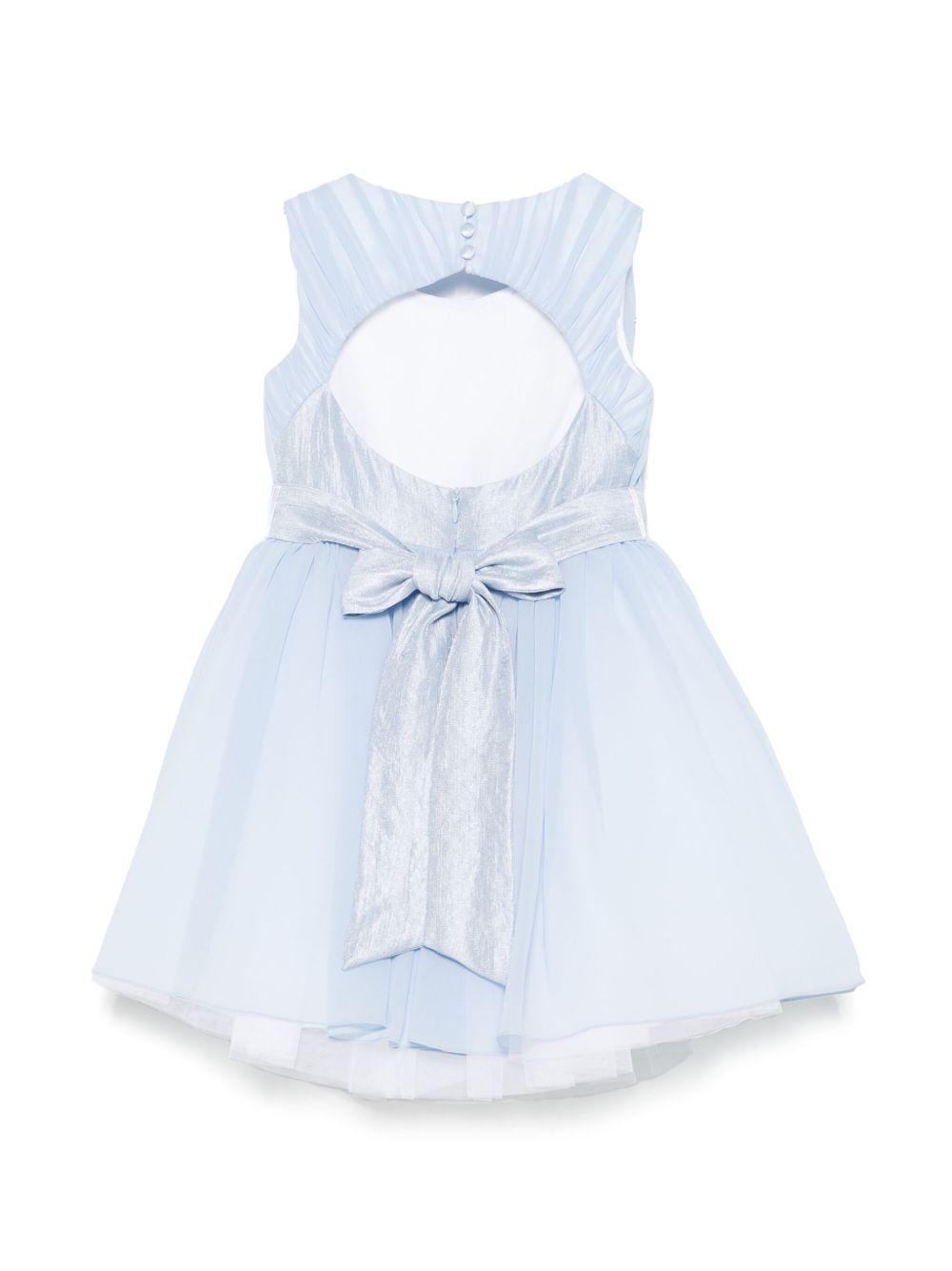 Abito per bambina Colorichiari azzurro con applicazione a fiori FB108025 4836 50 COLORICHIARI