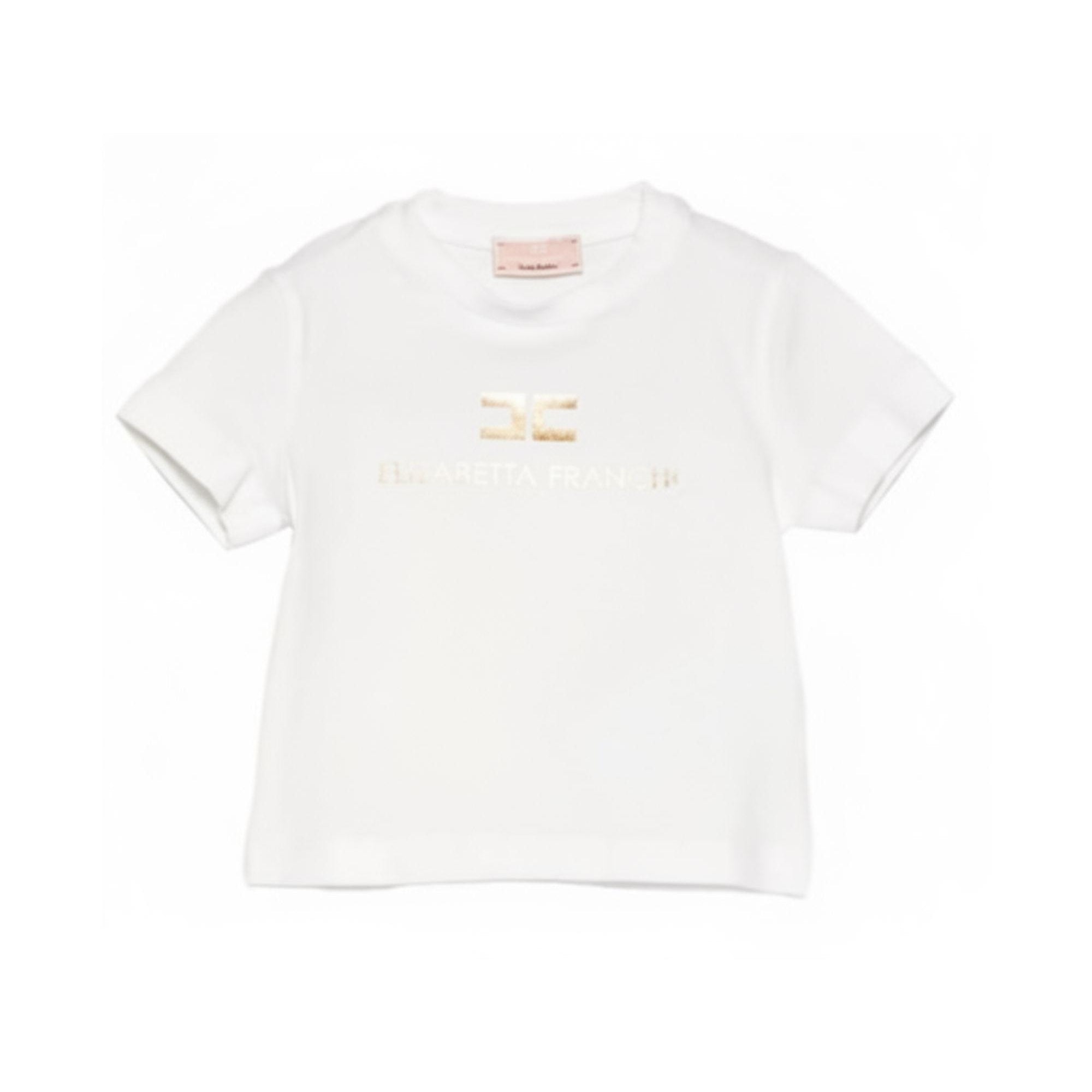 T-shirt per neonata Elisabetta Franchi La Mia Bambina bianca con dettaglio logo EGTS1080JE006 0115 ElISABETTA FRANCHI
