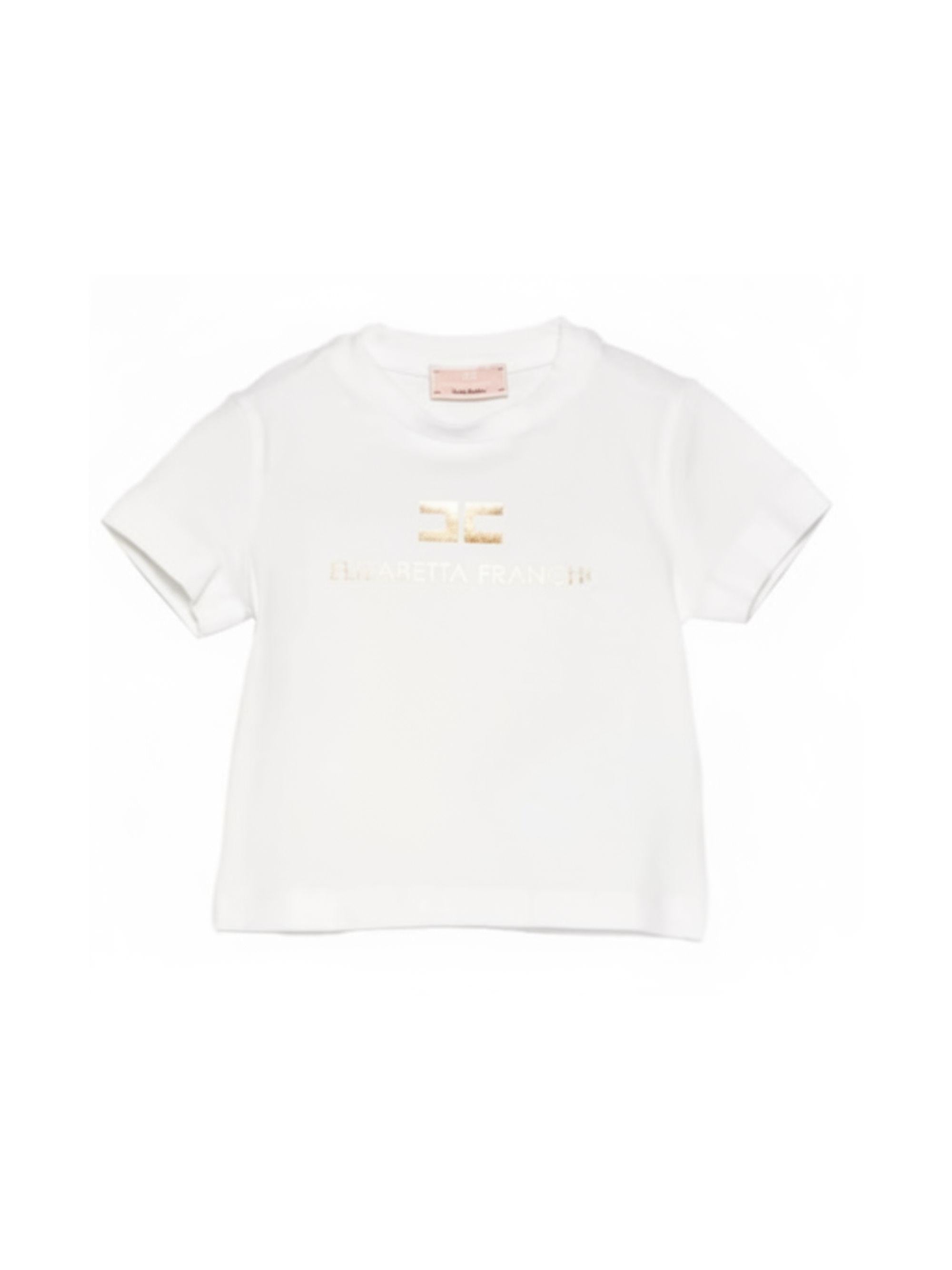 T-shirt per neonata Elisabetta Franchi La Mia Bambina bianca con dettaglio logo EGTS1080JE006 0115 ElISABETTA FRANCHI