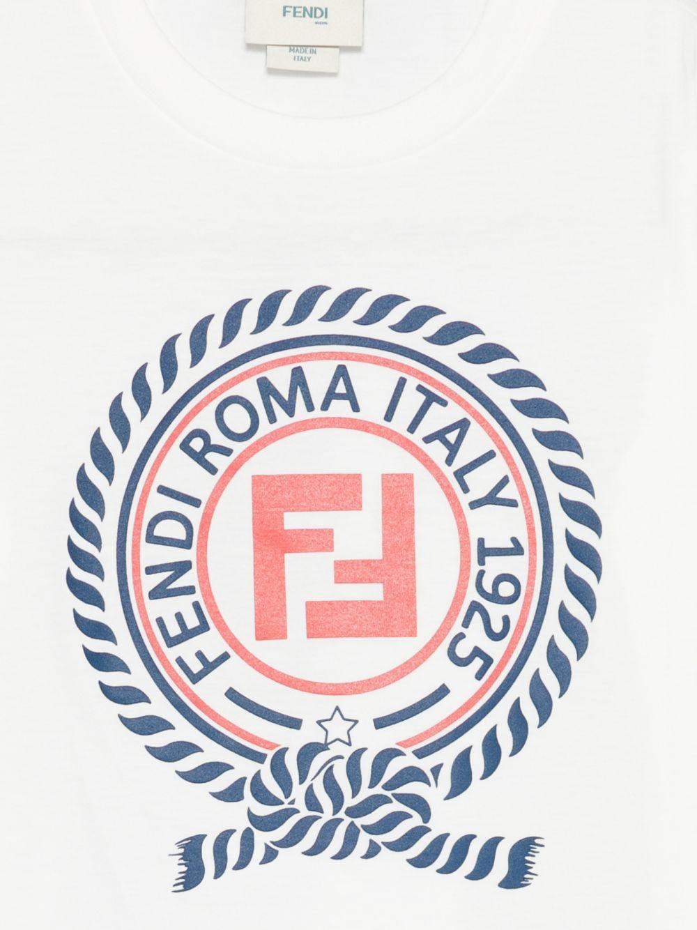 T-shirt per bambino Fendi Kids bianca con stampa grafica sul davanti JMI512 7AJ F0TU9 FENDI KIDS
