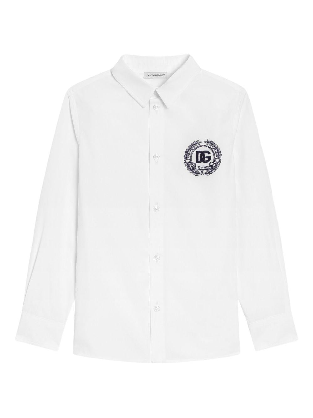 Camicia per bambino Dolce & Gabbana Kids bianca con logo sul petto L43S23 G7PCL W0800 DOLCE & GABBANA KIDS
