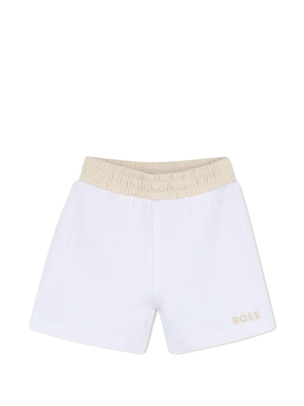 Set polo e shorts per neonato BOSS Kids bianco con logo J53047 10P BOSS KIDS