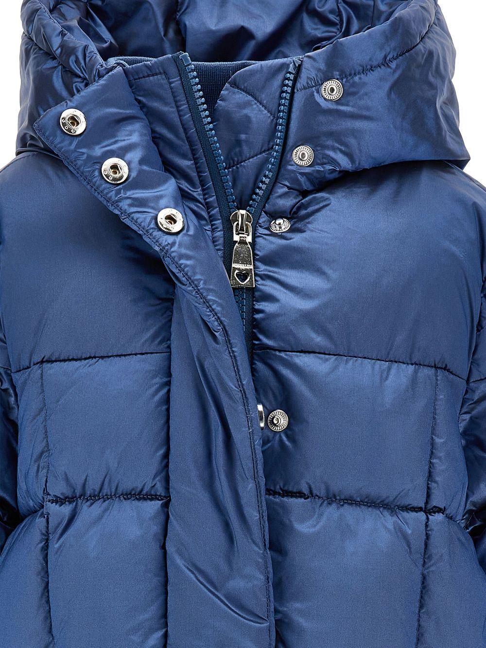 Piumino imbottito per bambina Monnalisa blu con cappuccio 17F105 6021 056D MONNALISA