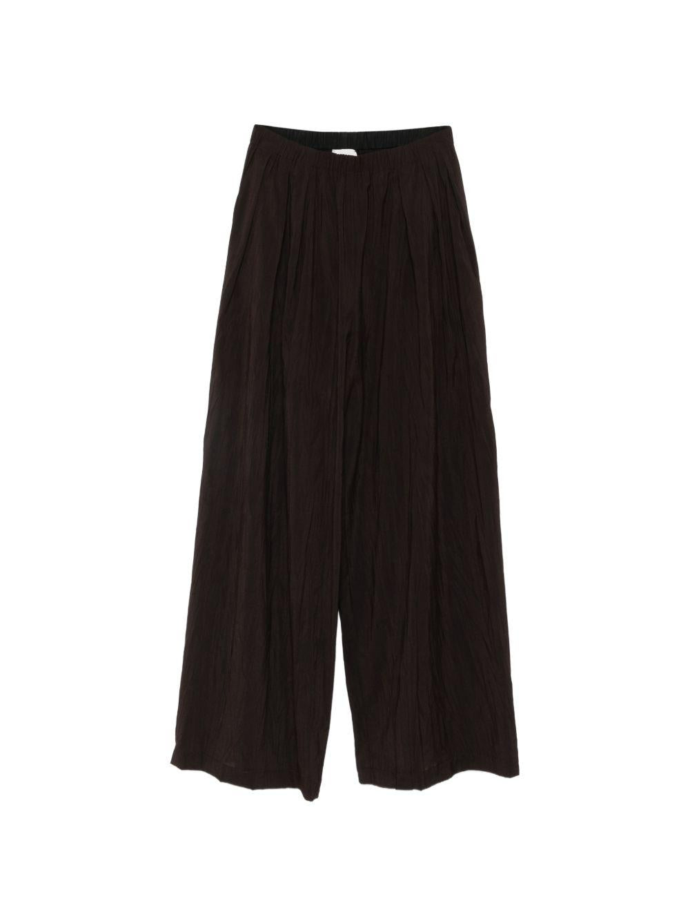 Pantaloni palazzo arricciati Alysi marrone cioccolato a gamba larga 116158 P607 CHOCO ALYSI