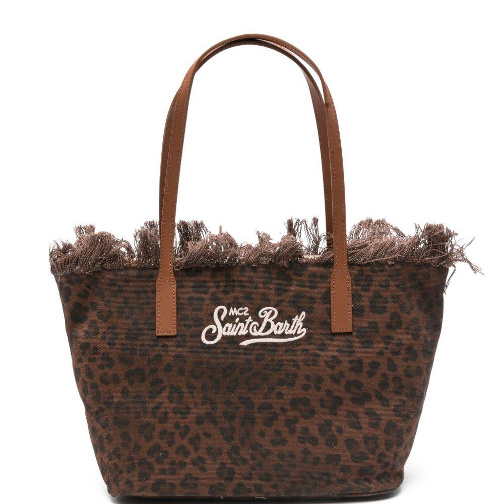 Borsa City Medium MC2 Saint Barth marrone animalier con frange CBMF001 00588L MC2 ST. BARTH