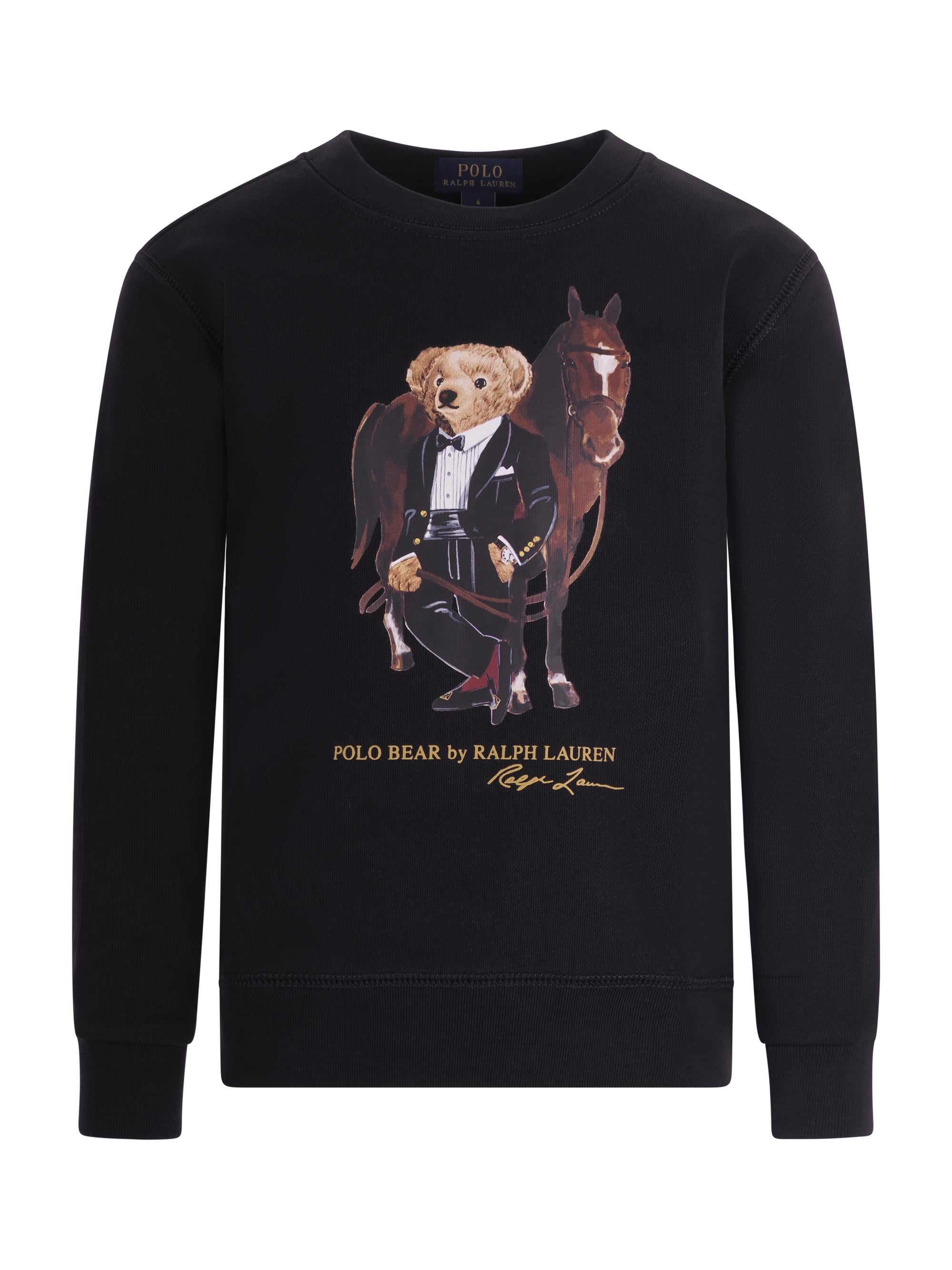 Felpa per bambino Polo Ralph Lauren Kids nera con stampa Polo Bear sul davanti 322A10261 001 Ralph Lauren kids