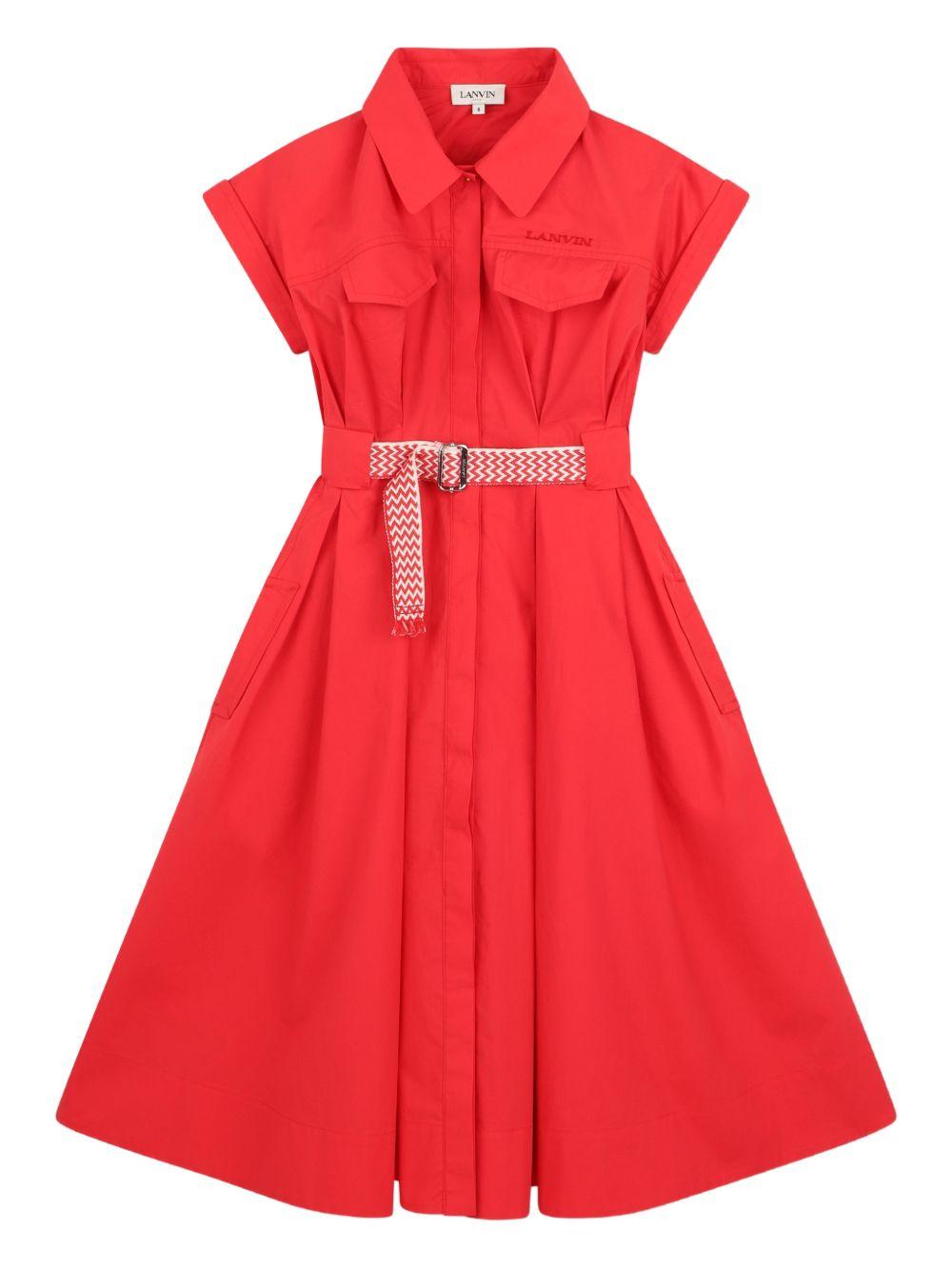 Chemisier per bambina Lanvin Enfant rosso con cintura N30345 998 LANVIN KIDS