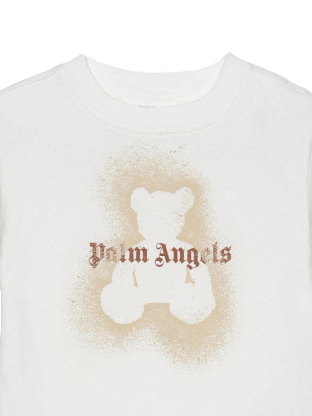T-shirt per bambina Palm Angels Kids bianca con stampa teddy sul davanti PGAA002S26JER007 002 PALM ANGELS KIDS