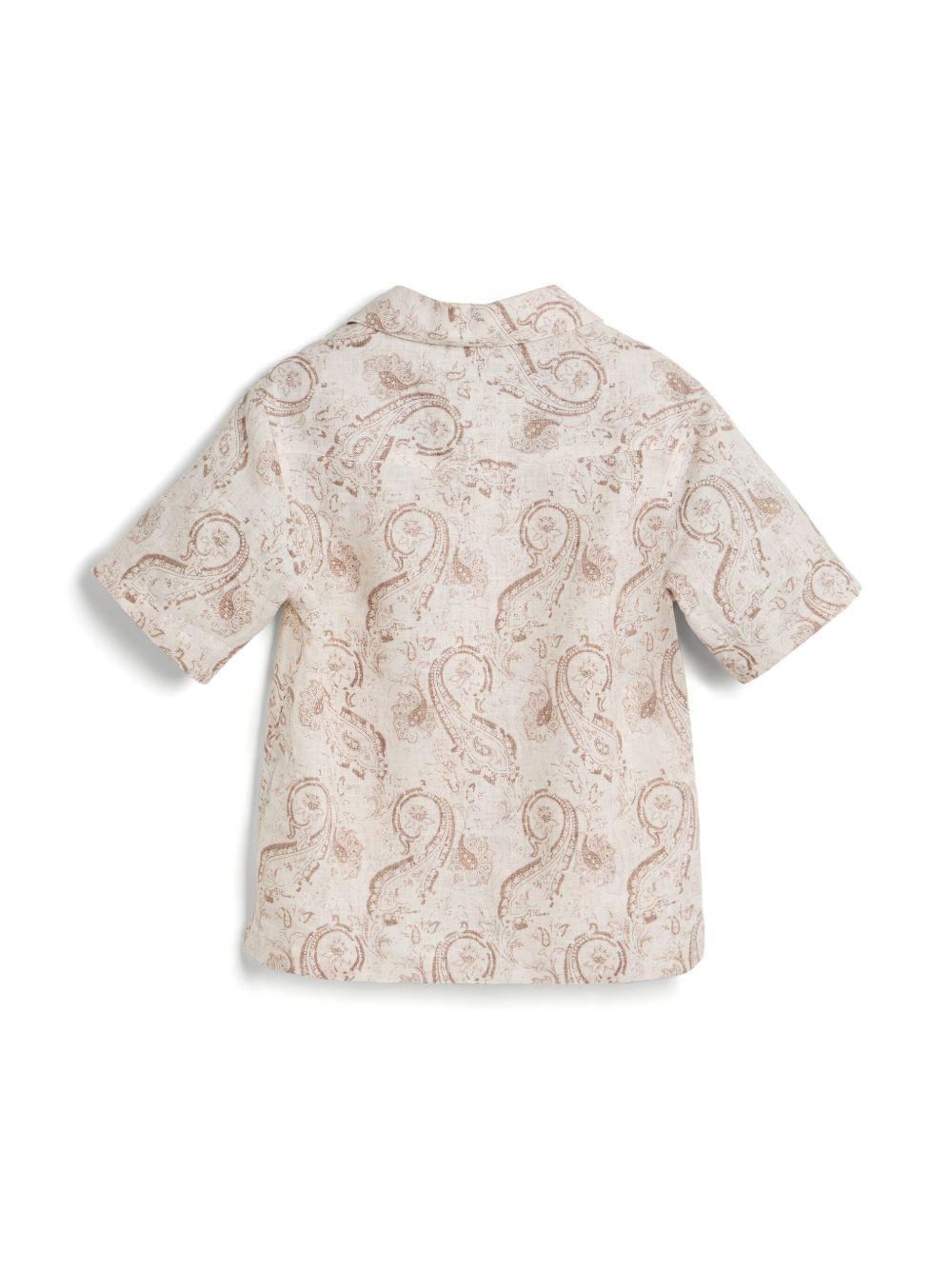 Camicia per bambino Brunello Cucinelli Kids beige con stampa paisley BM688C321 C001 BRUNELLO CUCINELLI KIDS
