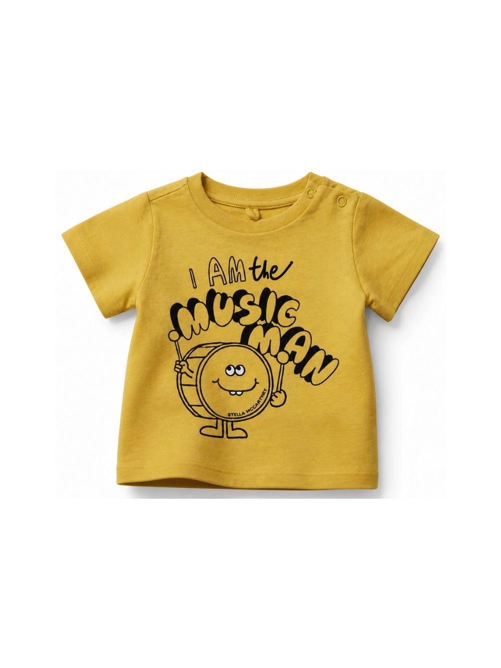T-shirt per neonato Stella McCartney Kids gialla con scritta "I am the music man" TY8520 Z0434 251 STELLA McCARTNEY KIDS