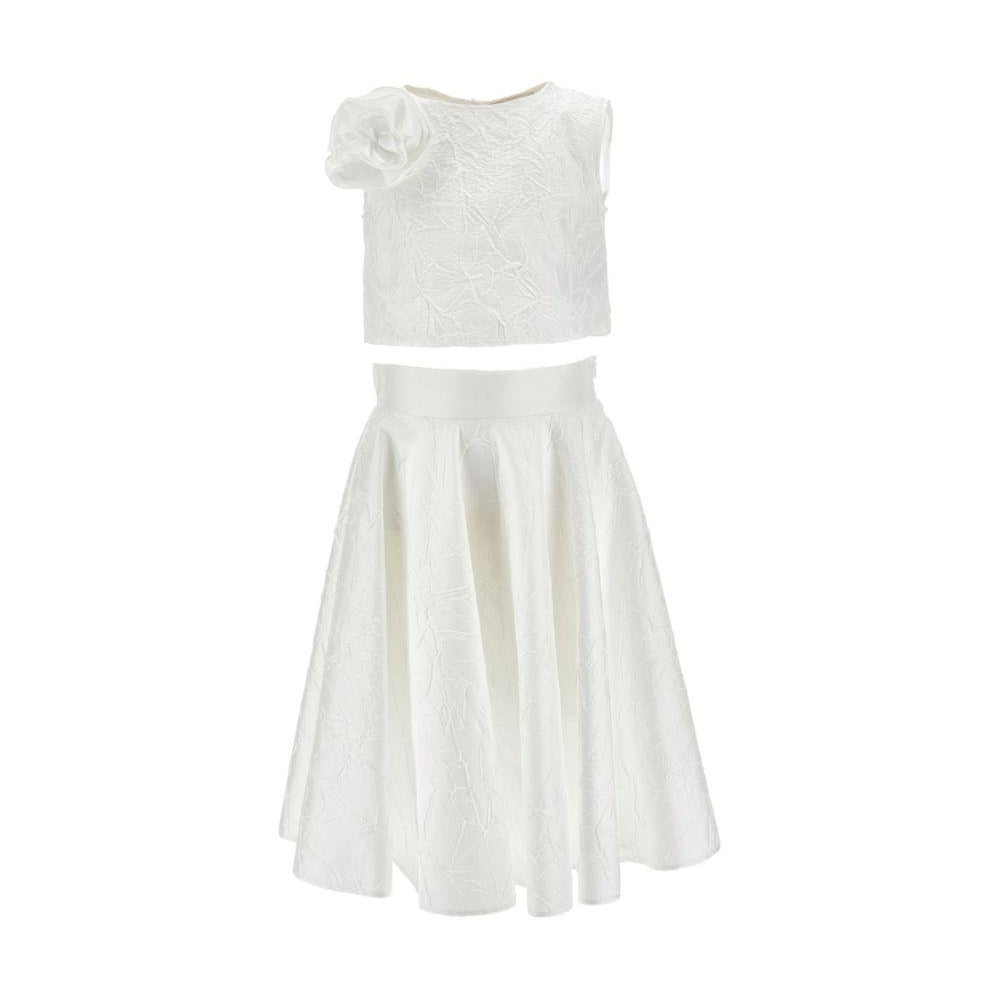 Set per bambina top e gonna Monnalisa bianca con applicazioni a fiore 71G501 7305 0001 MONNALISA KIDS