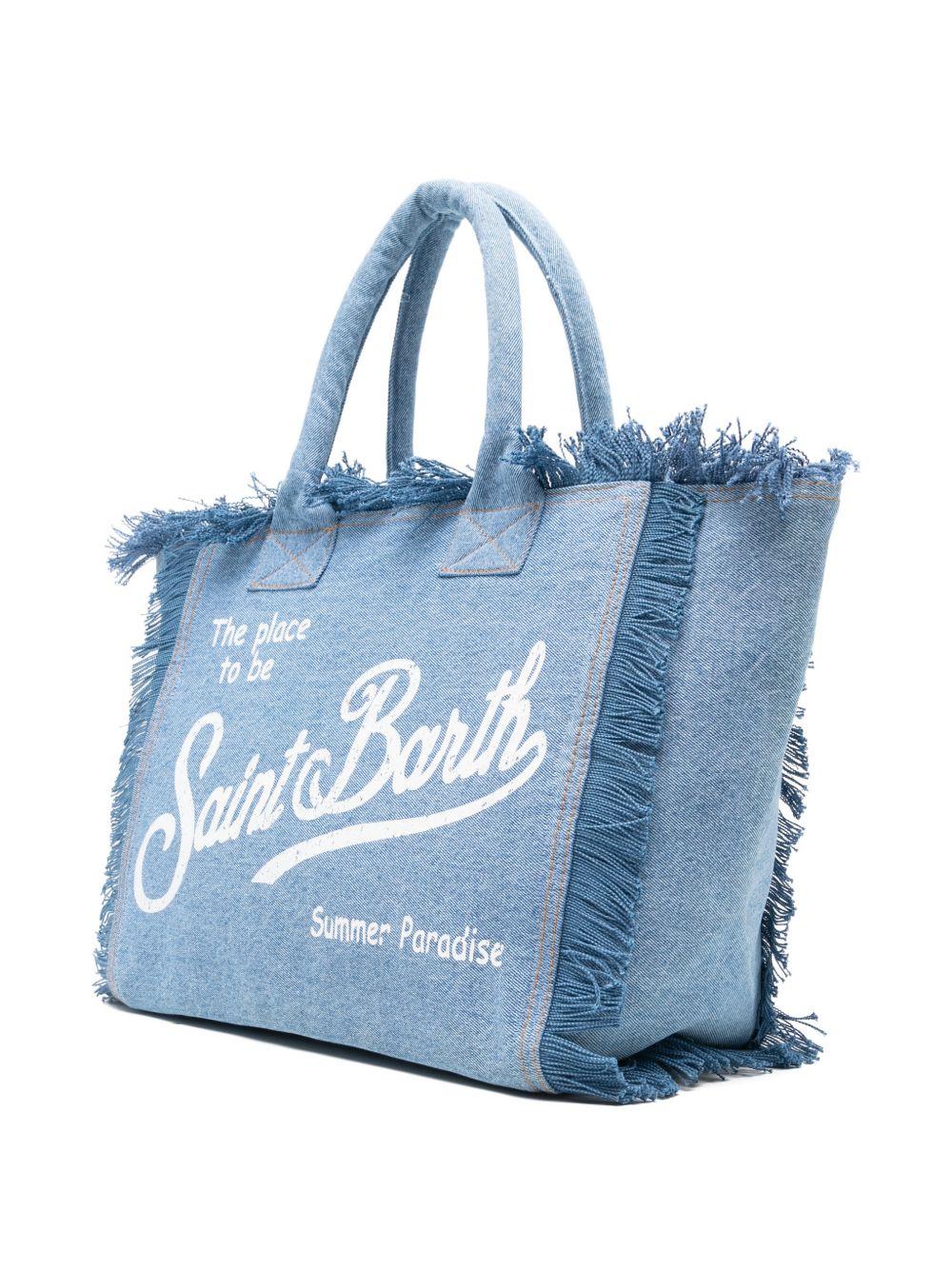 Borsa Vanity MC2 Saint Barth denim con dettaglio frange VANI001 00009L MC2 ST. BARTH KIDS