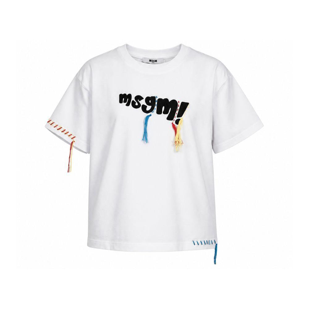 T-shirt per bambini MSGM Kids bianca con dettaglio logo S6MSJUTH136 001 MSGM KIDS