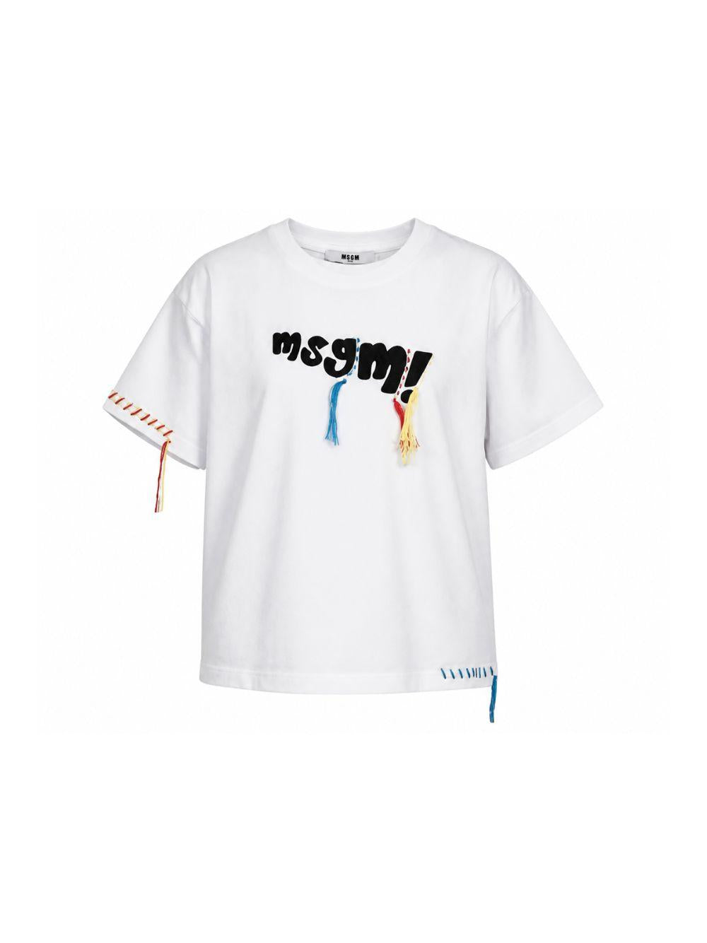 T-shirt per bambini MSGM Kids bianca con dettaglio logo S6MSJUTH136 001 MSGM KIDS