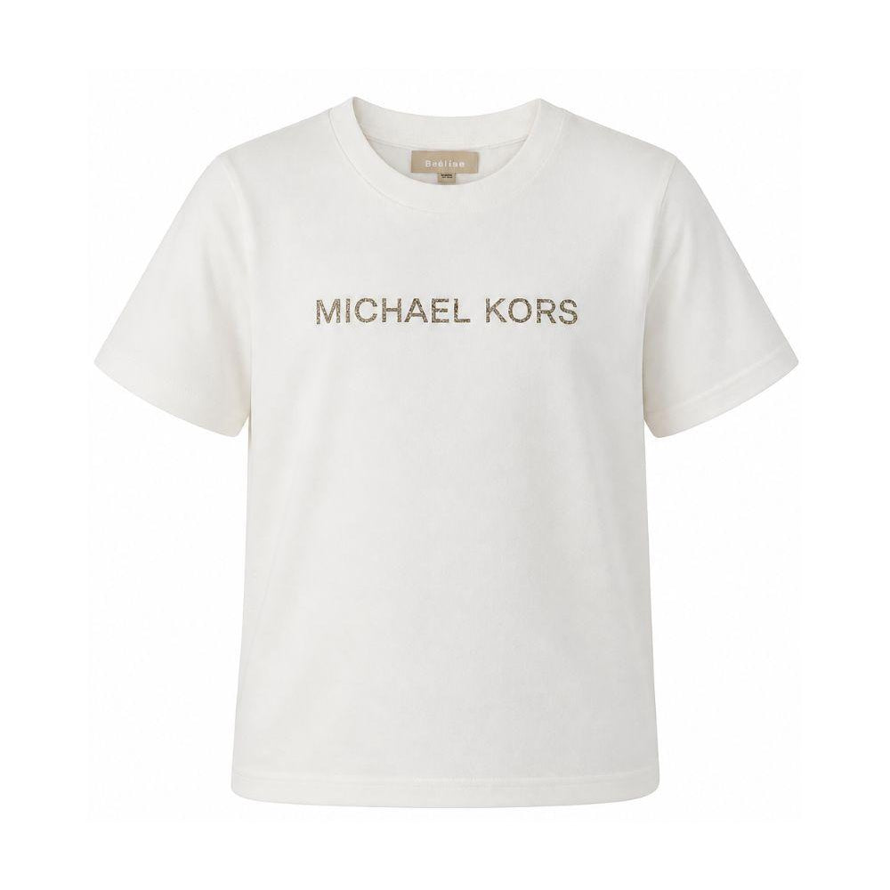 T-shirt per bambina Michael Kors Kids bianca con dettaglio logo R30602 117 MICHAEL KORS KIDS