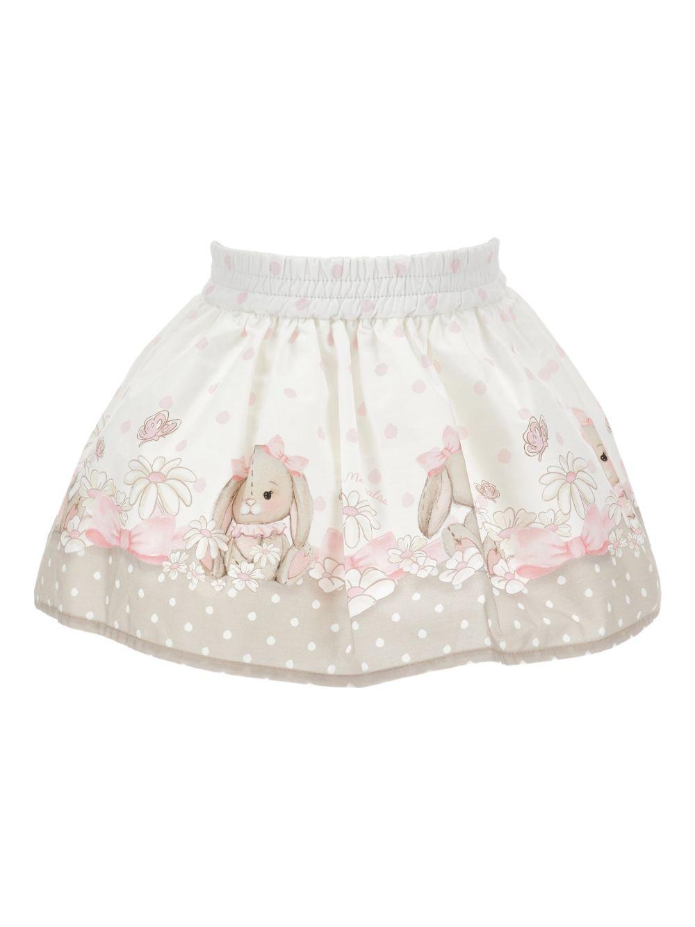 Gonna per neonata Monnalisa multicolore con stampa coniglietto 31G702 7663 019B MONNALISA