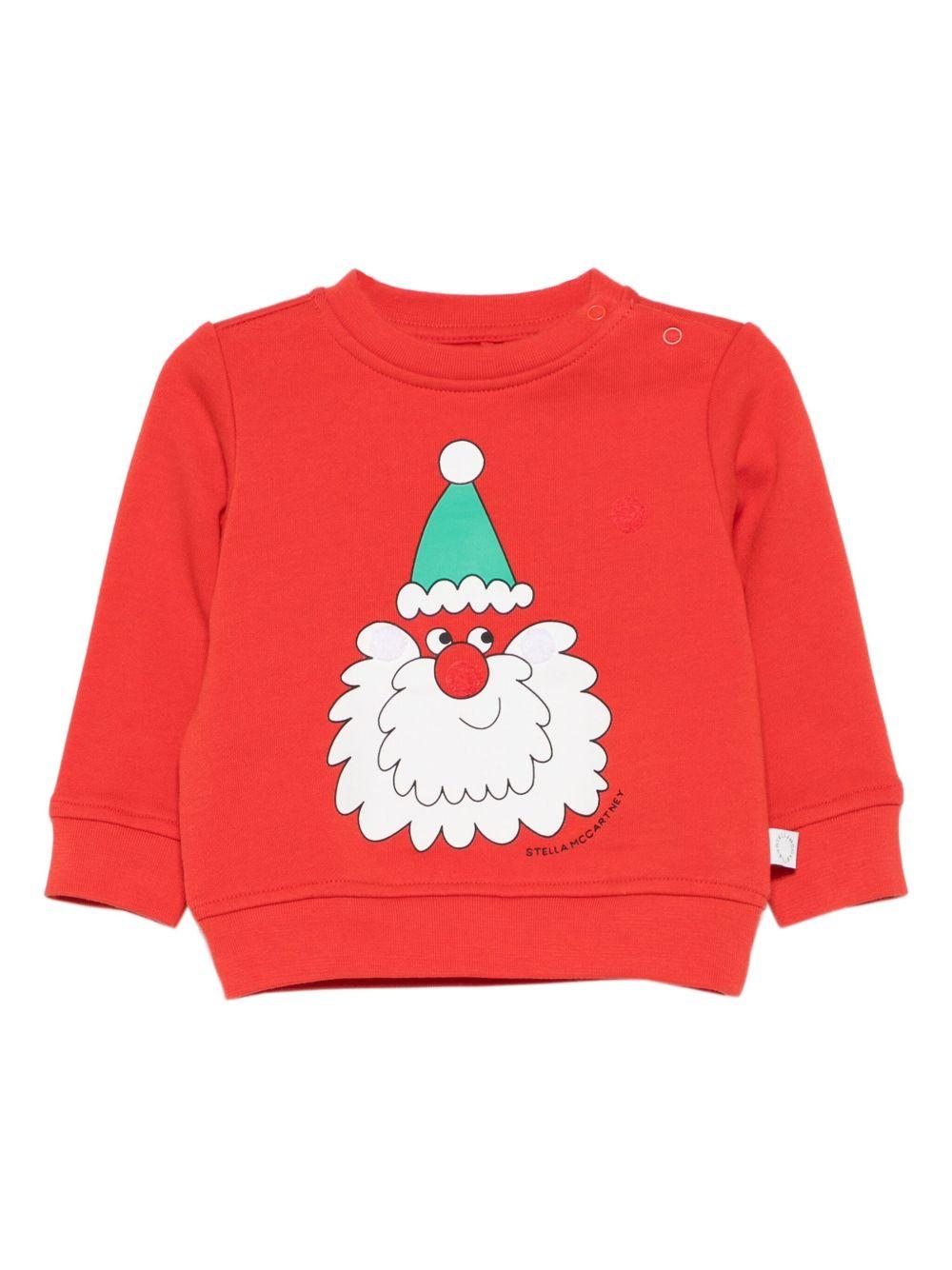Felpa per neonato Stella McCartney Kids rosso con stampa Babbo Natale TX4620 Z3059 421 STELLA McCARTNEY KIDS