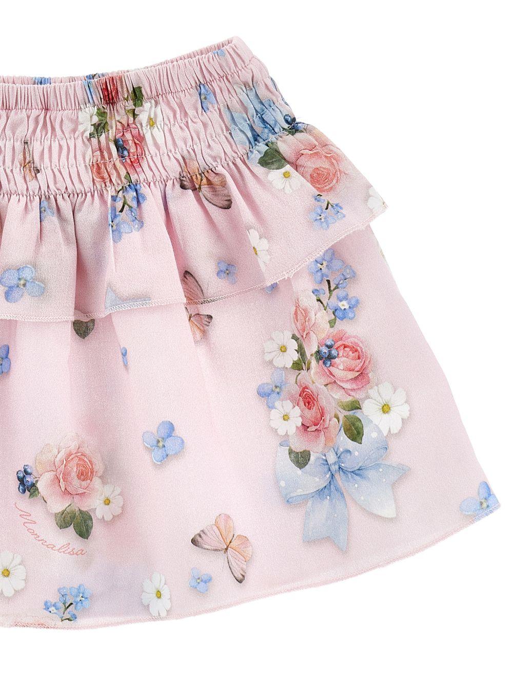 Set top, gonna e fascia per capelli per neonata Monnalisa rosa con motivo a fiori 39G023 7054 0090 MONNALISA KIDS