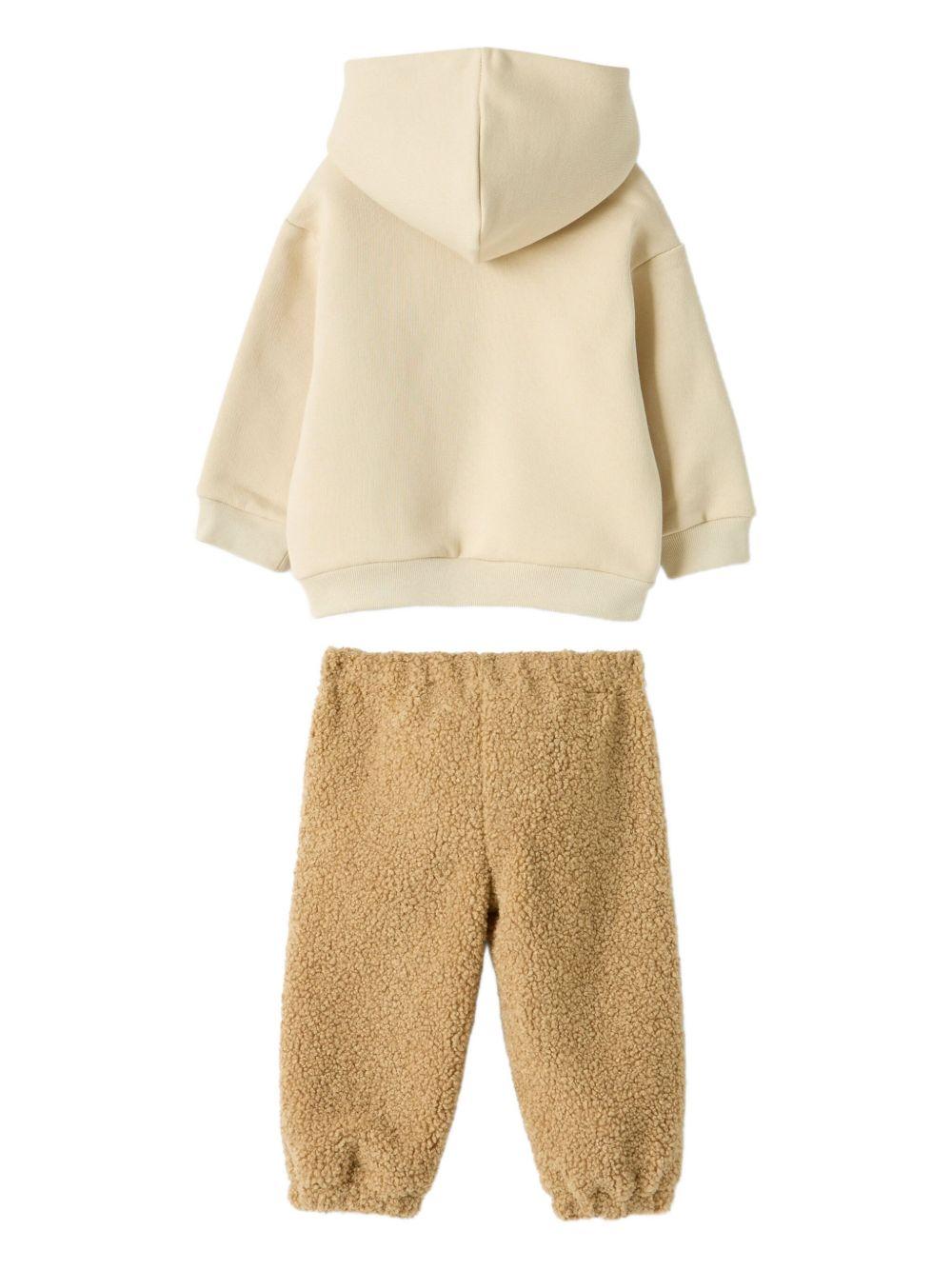 Set tuta sportiva per neonato Il Gufo beige con ricamo procione A25GDF0006M0107 1114 IL GUFO