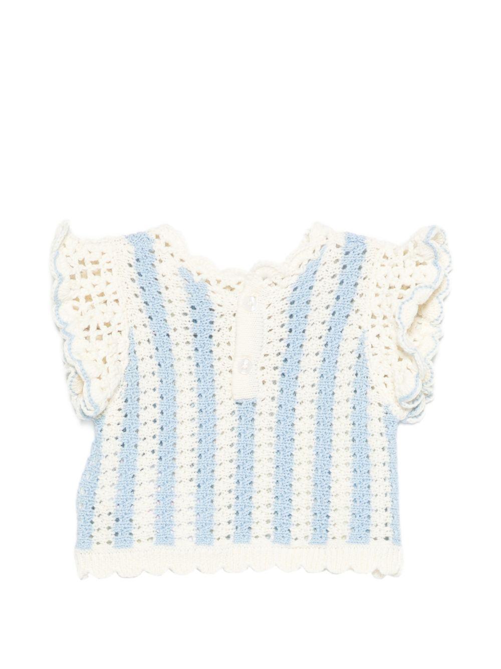 T-shirt per neonata Louise Misha Kids multicolor con lavorazione a uncinetto FRC-S26-T0148 BLUE LOUISE MISHA