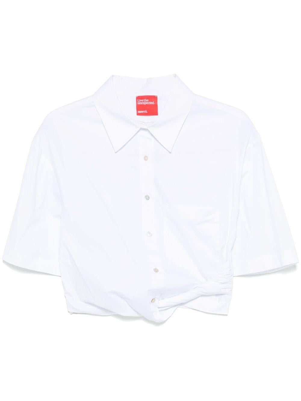 Camicia crop per donna Merci bianco con dettaglio nodo CAM07U WHITE MERCI