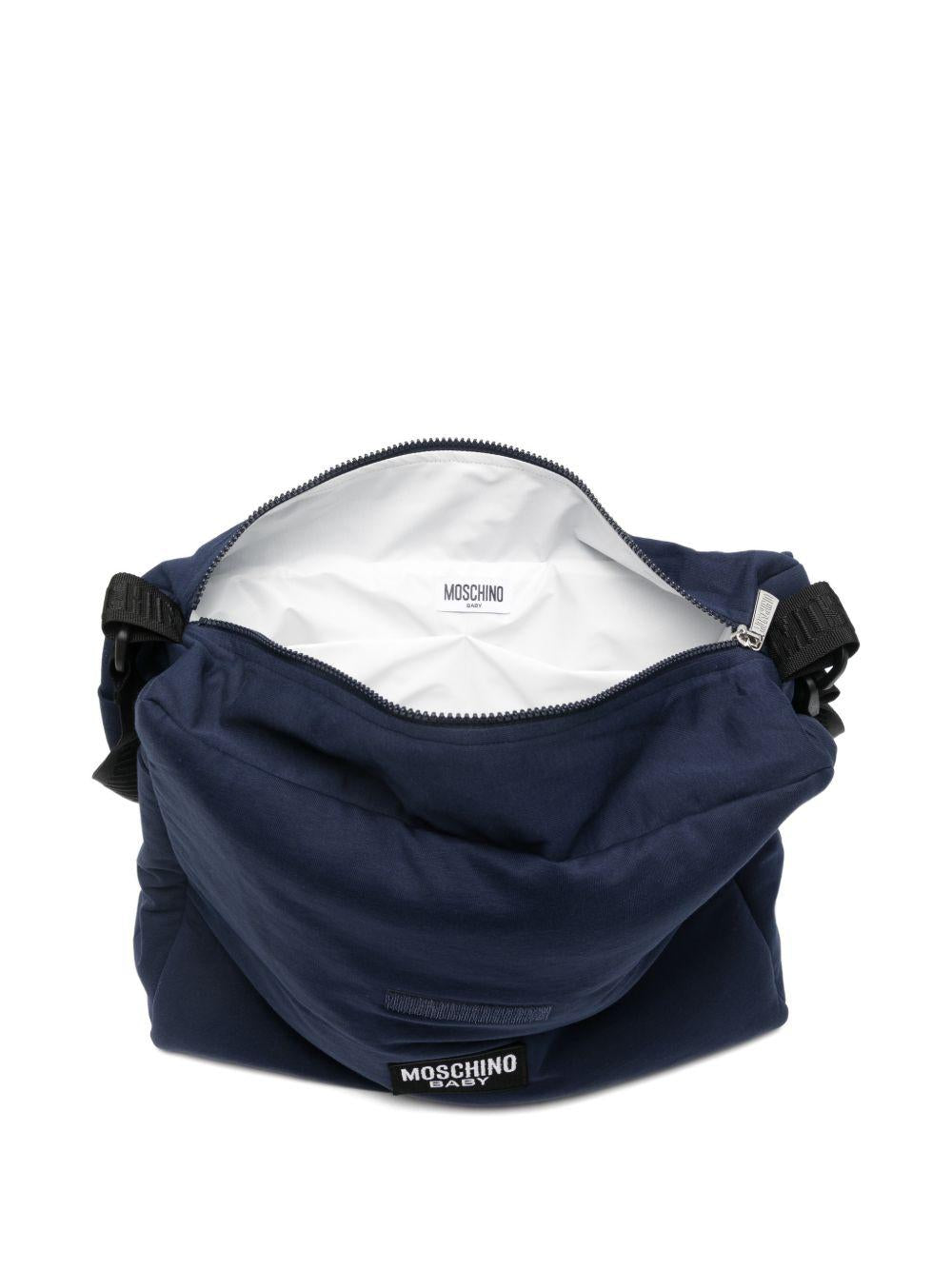 Borsa per neonati Moschino Kids blu con stampa Teddy Bear MUX05VLCA19 40016 MOSCHINO KIDS