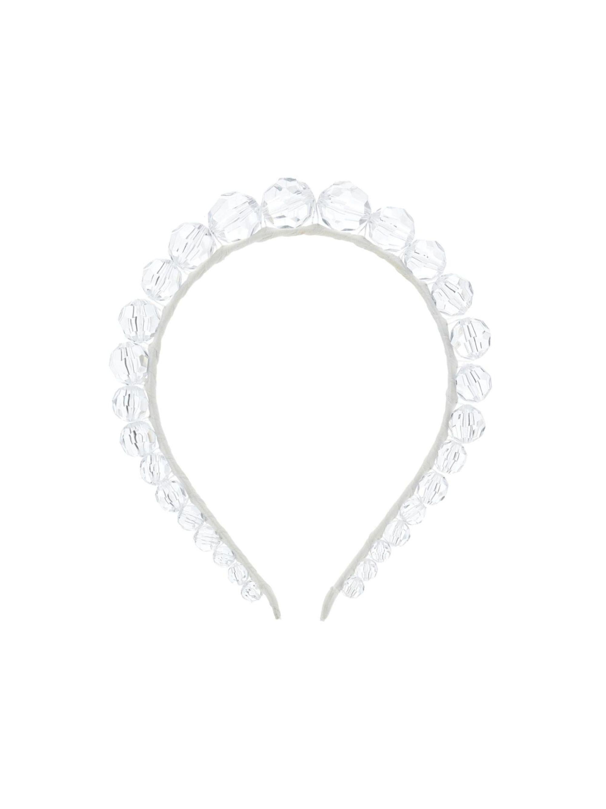 Cerchietto per bambina Monnalisa bianco con decorazione con perline 77G000 7741 0001 MONNALISA