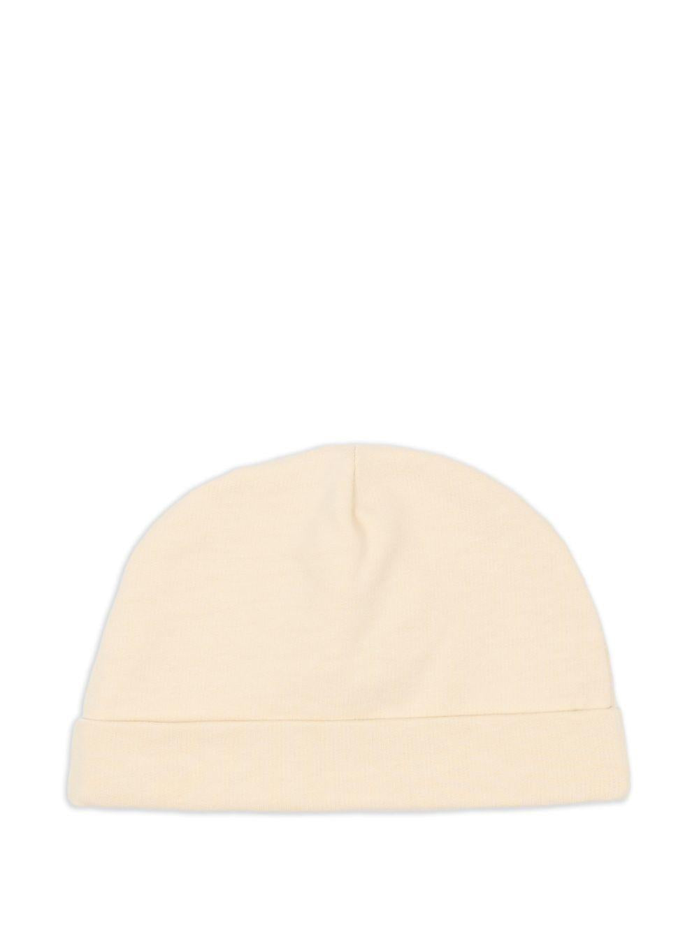 Berretto per neonati Moschino Kids beige con motivo orsetto MUX05ULCA19 20404 MOSCHINO KIDS