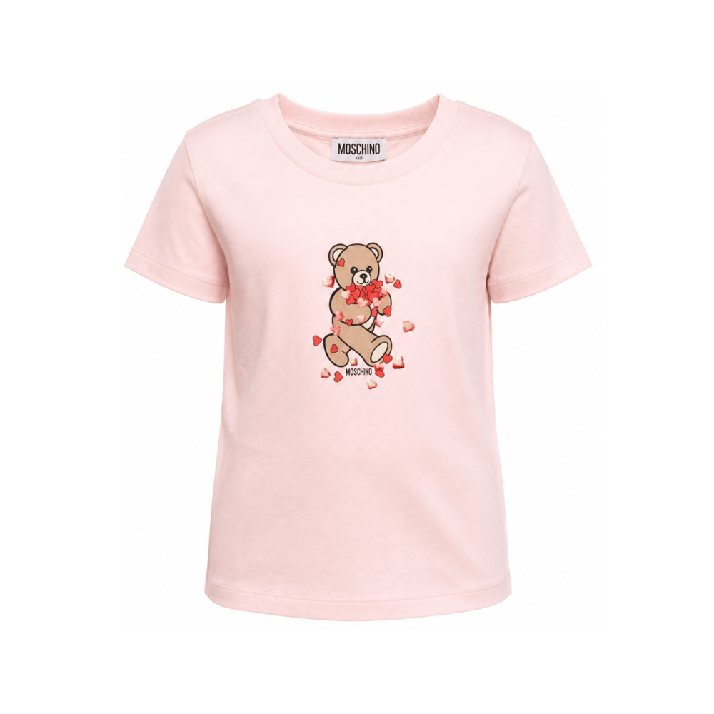 T-shirt per bambina Moschino Kids rosa con stampa Teddy Bear HIM06KLBA11 50209 MOSCHINO KIDS