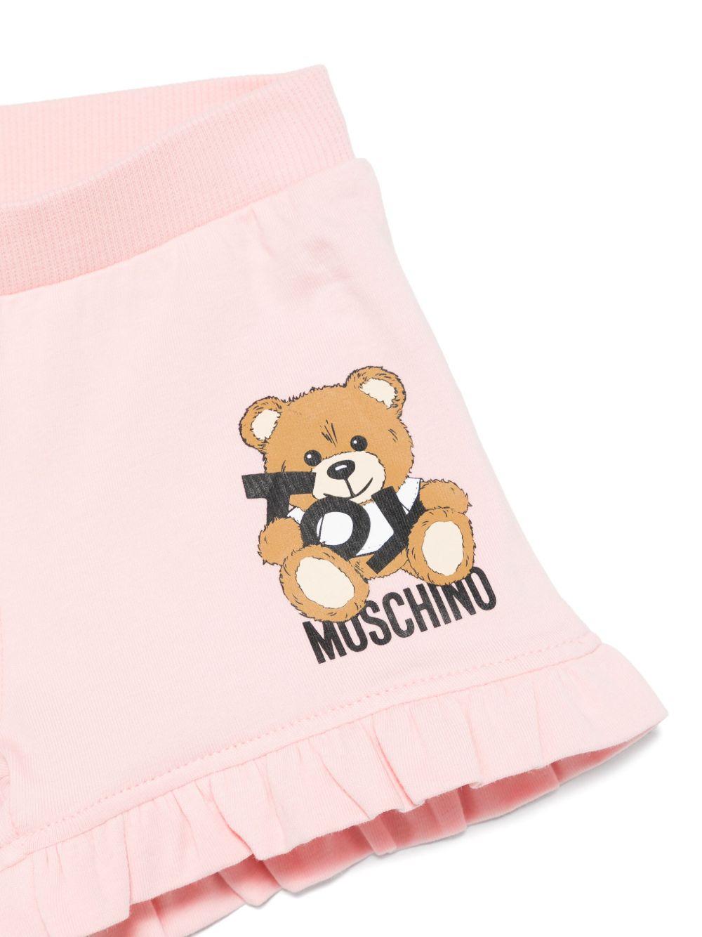 Set di pantaloncini Teddy Bear per neonata Moschino Kids rosa con scollo rotondo MAG01OLBA00 50209 MOSCHINO KIDS