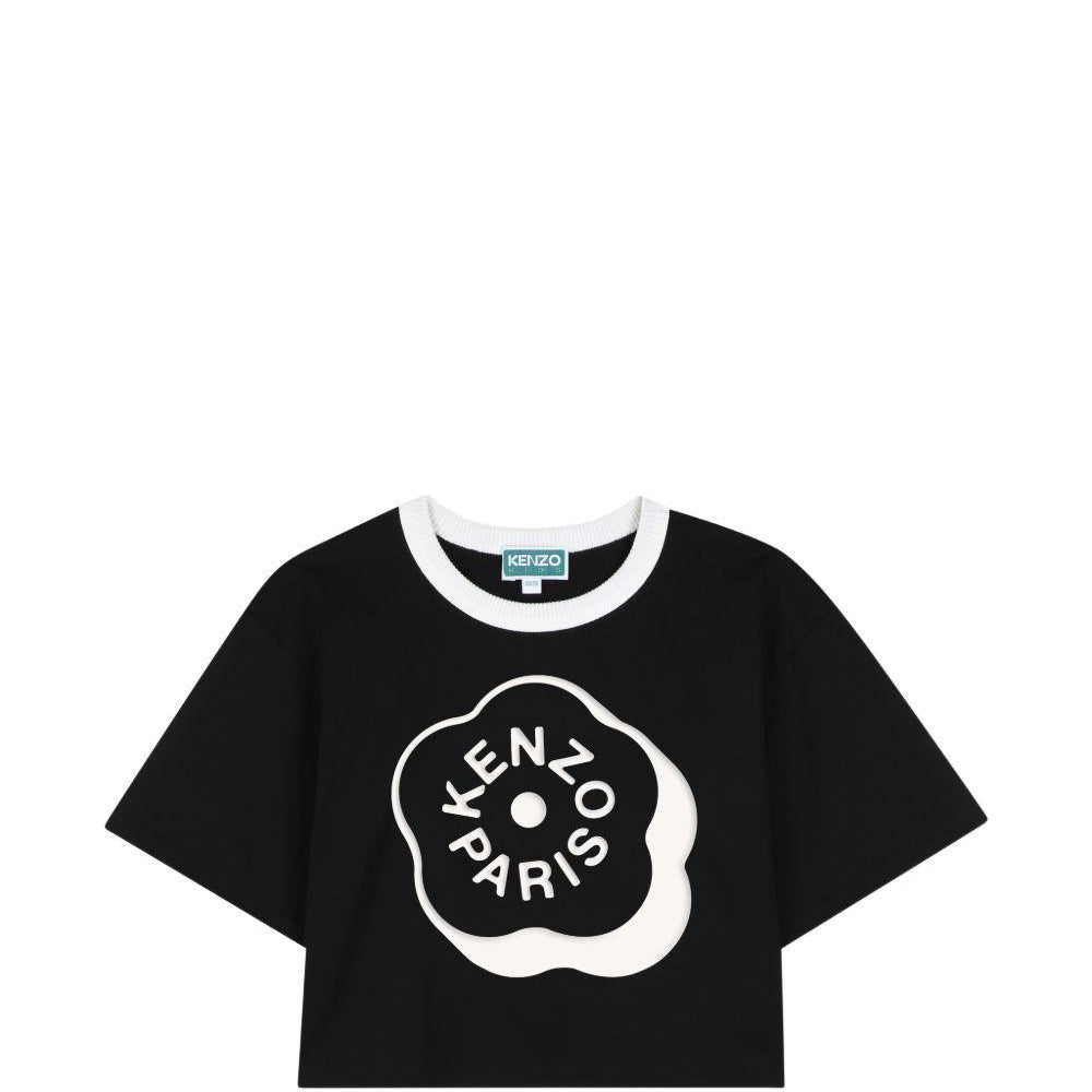 T-shirt per bambina Kenzo Kids nera con taglio crop K62004 09B KENZO KIDS